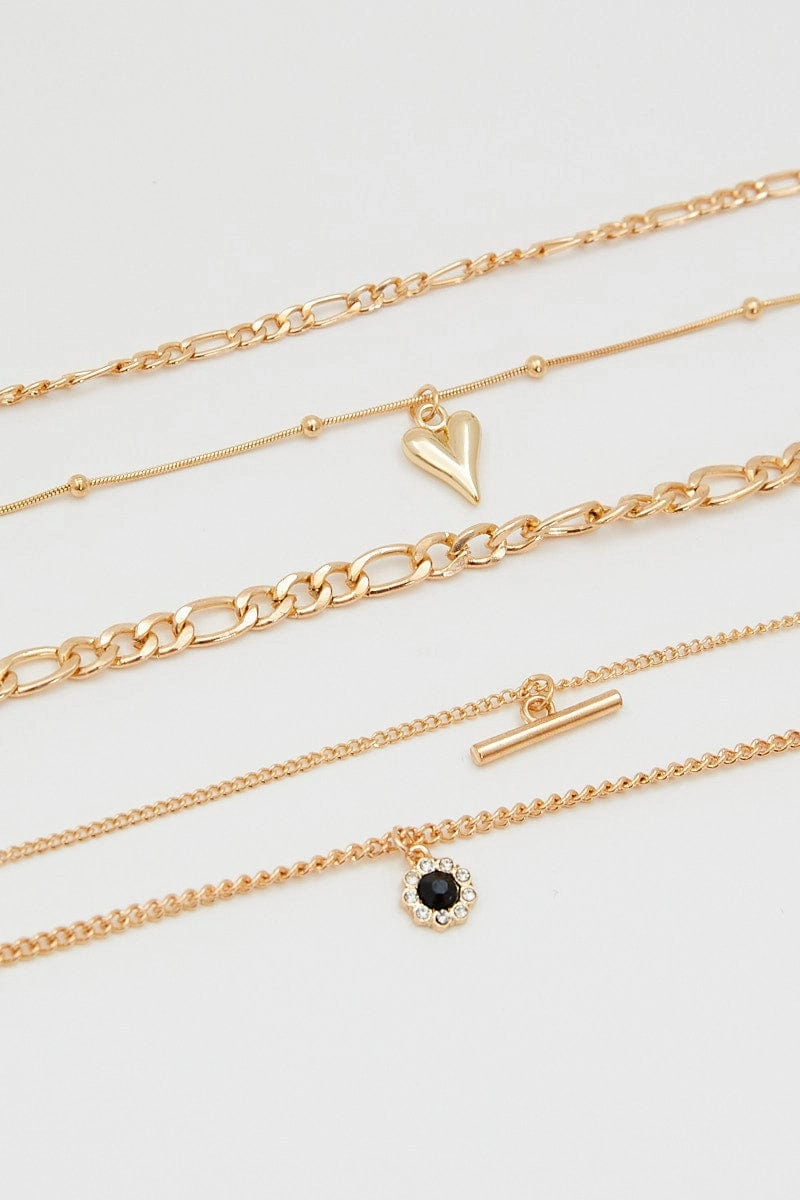 Gold 5Pcs Charm Necklace