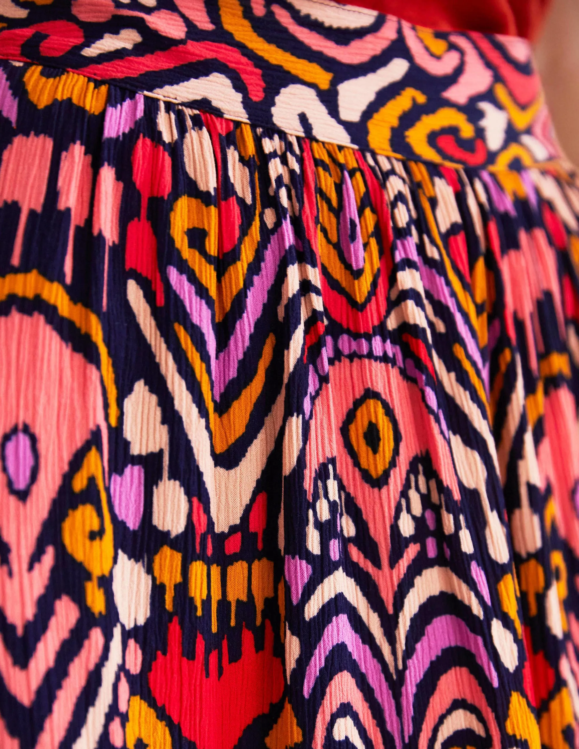 Grace Crinkle Mini Skirt-French Navy. Ikat Charm