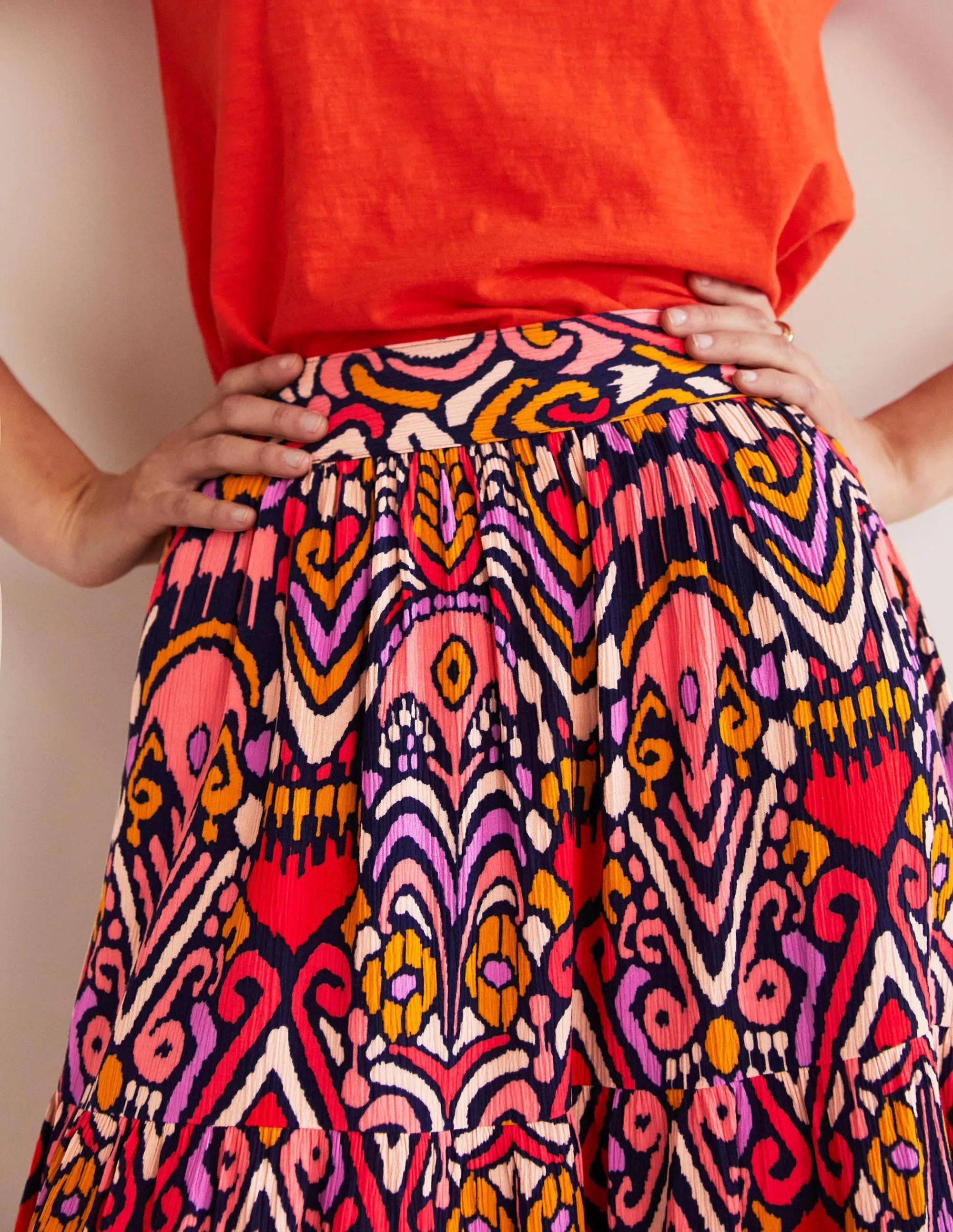 Grace Crinkle Mini Skirt-French Navy. Ikat Charm