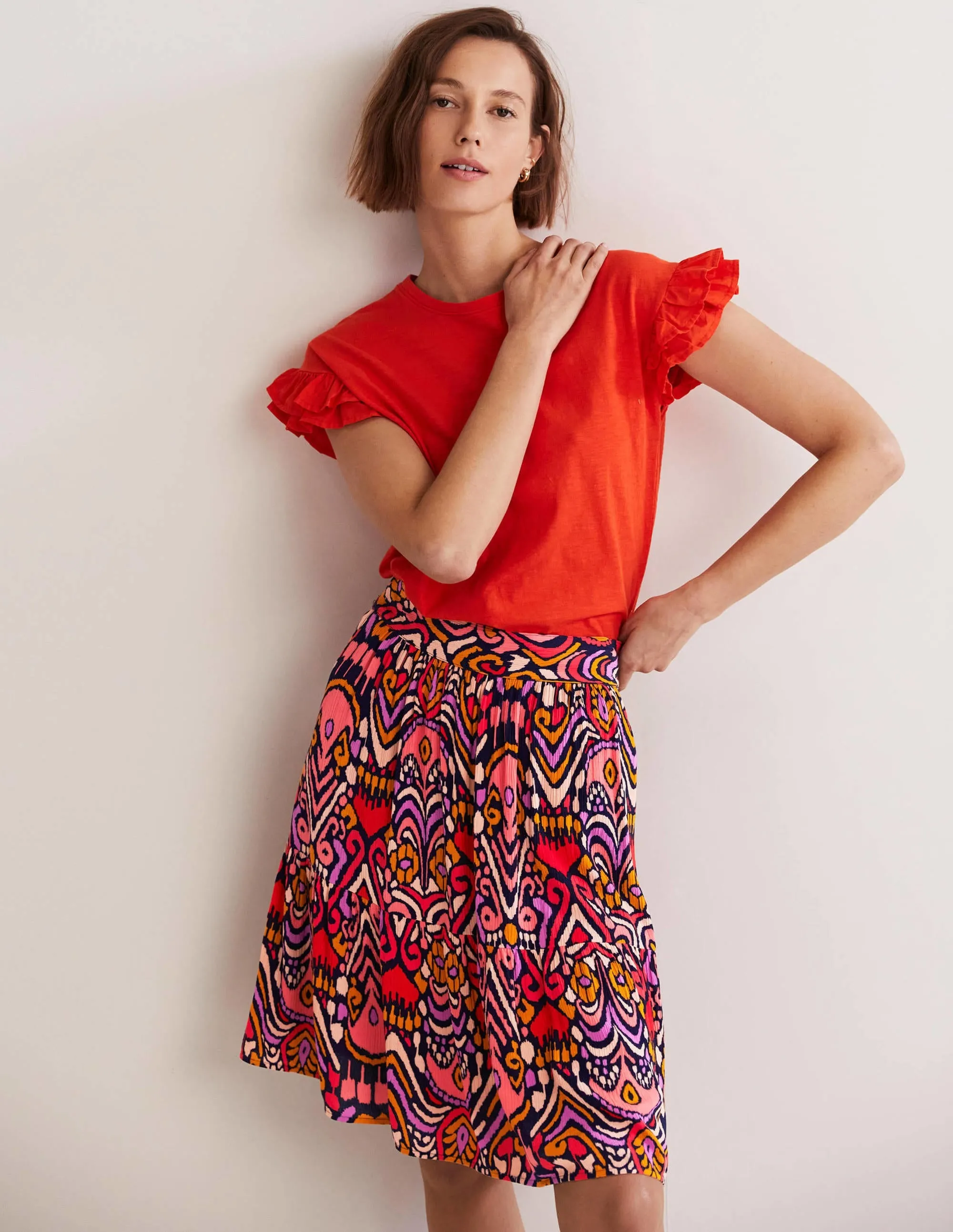 Grace Crinkle Mini Skirt-French Navy. Ikat Charm
