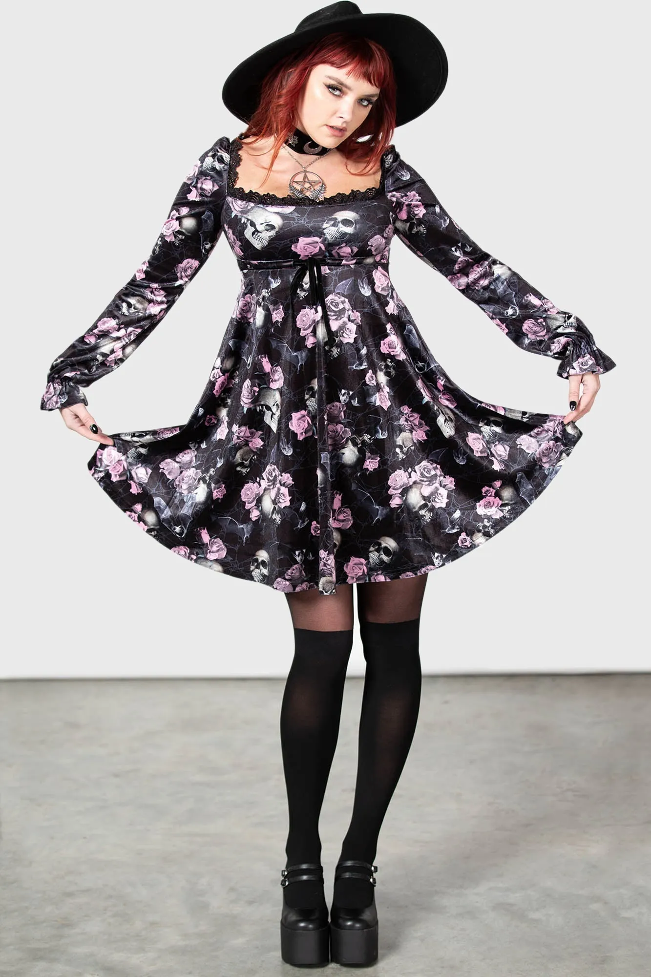 Imperia Long Sleeve Dress [BLACK/PINK] - Resurrect