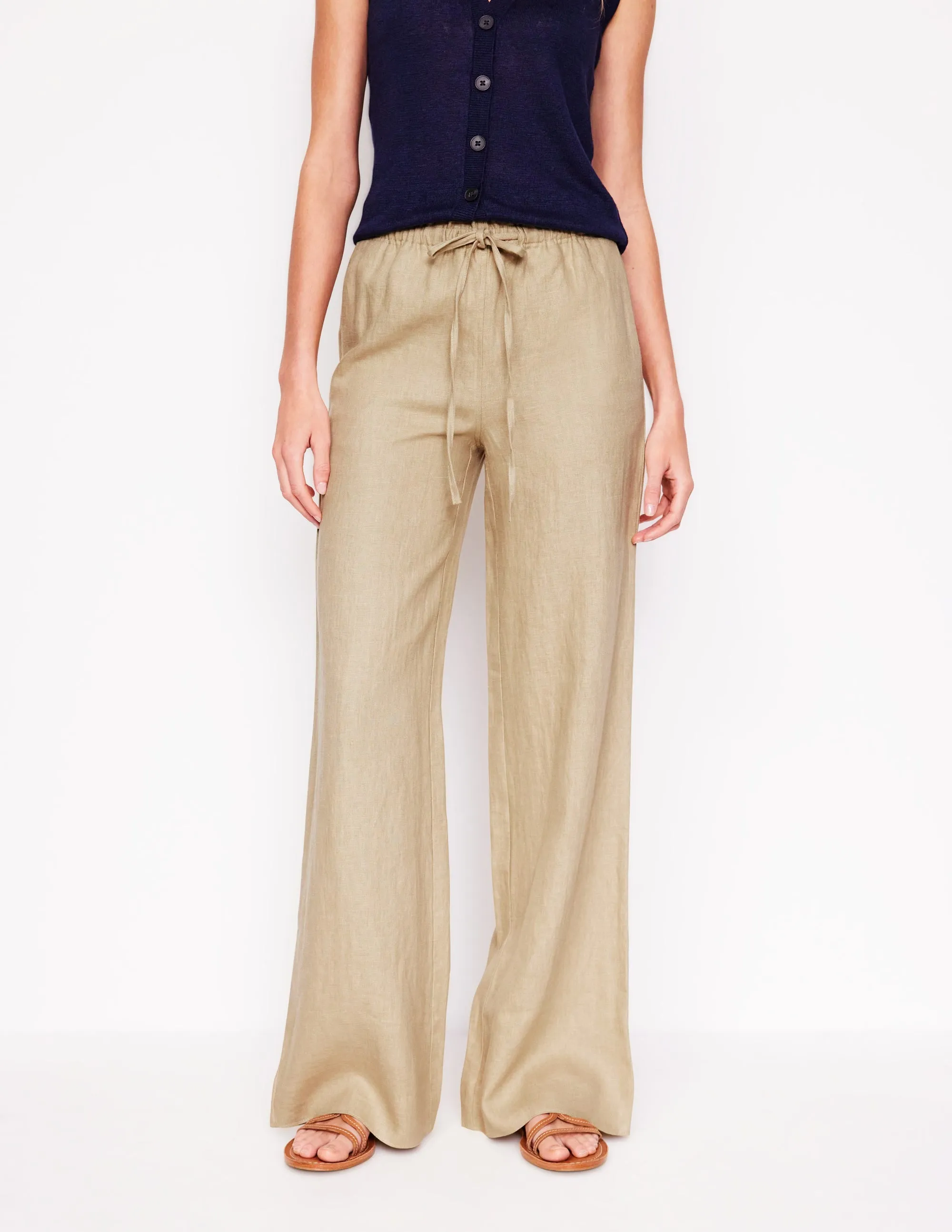 Islington Linen Trousers-Oatmeal