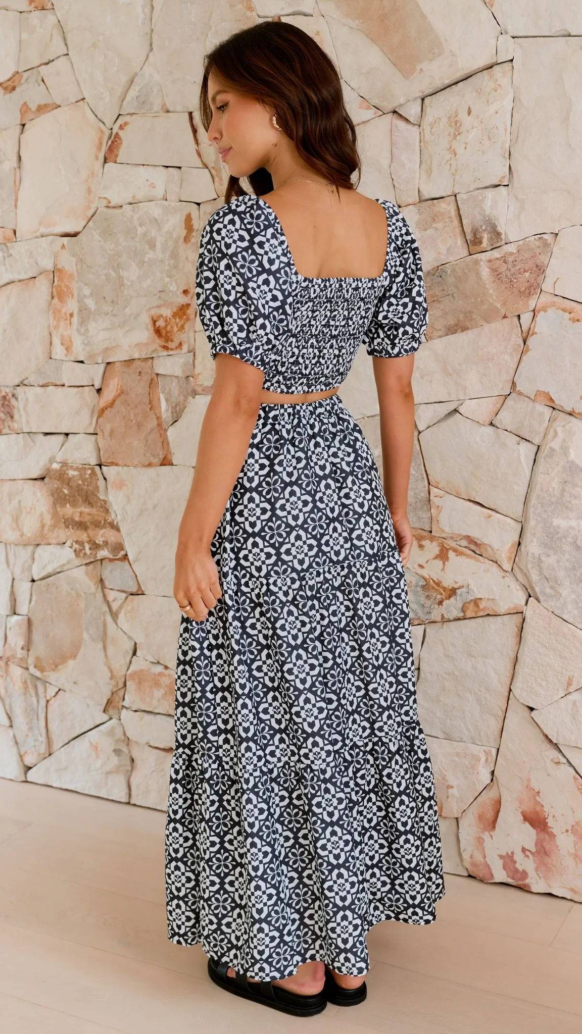 Jasmine Crop Top - Black Mosaic