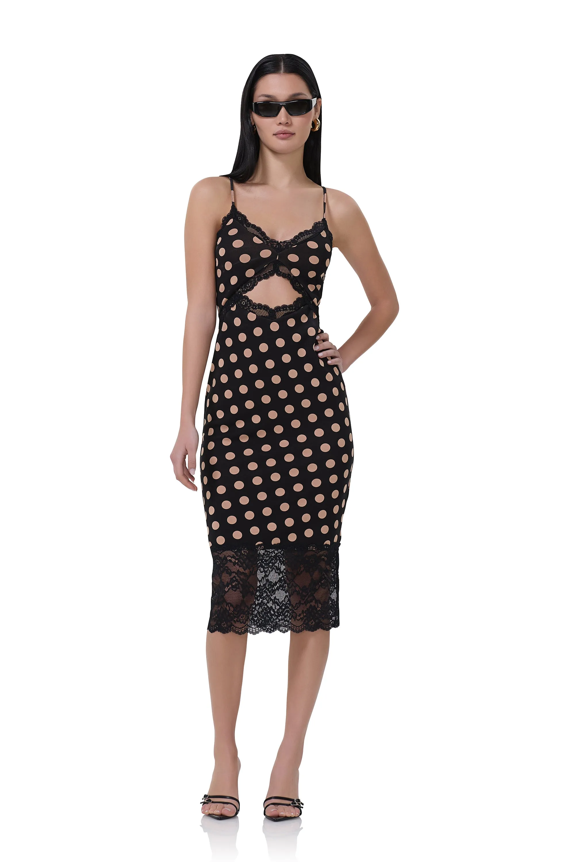 Josette Lace Dress - Almond Dot