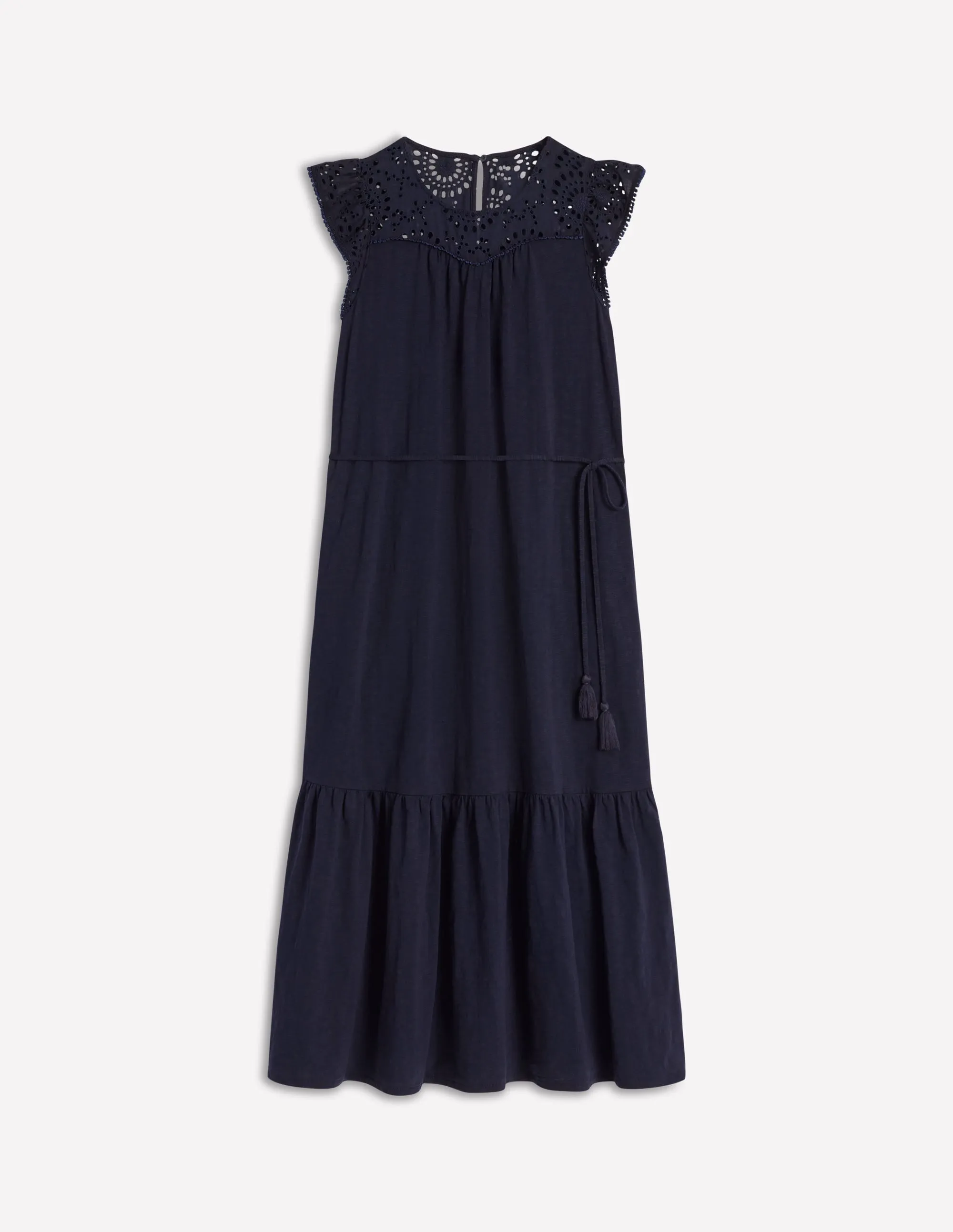 Juliet Broderie Midi Dress-Navy