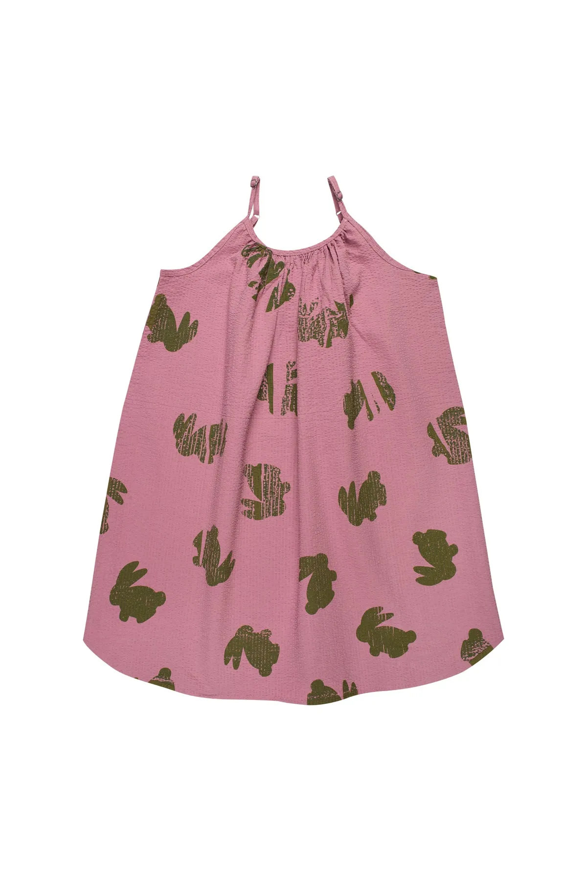 LILAC AND GREEN BUNNY PRINT STRAPPY DRESS