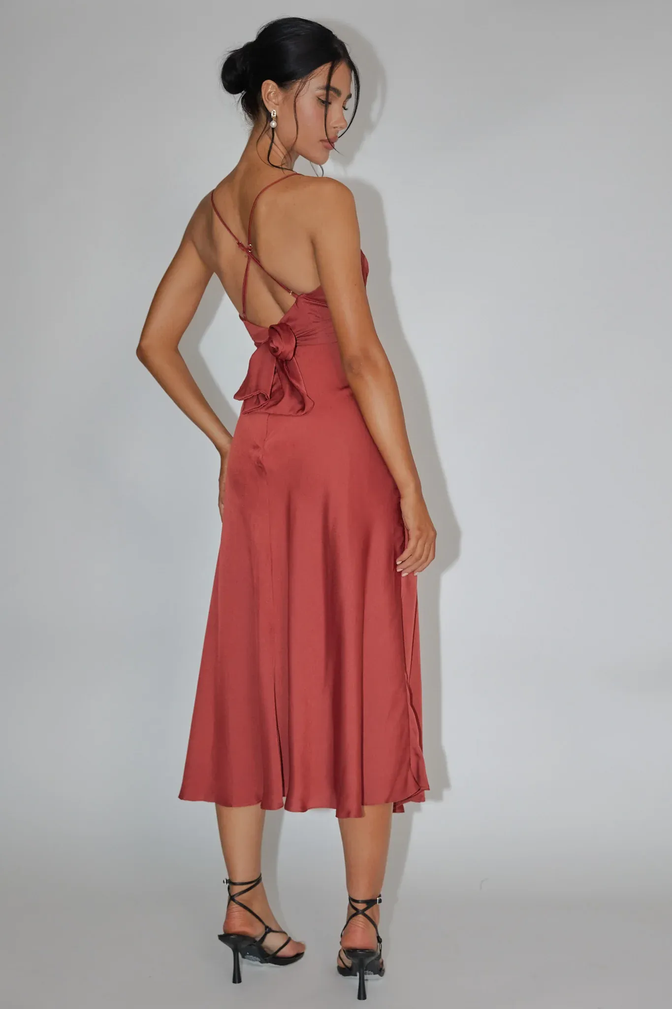Linka Cami Strap Midi Dress Chocolate