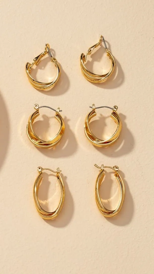 Maya Twist Earrings Set - Gold
