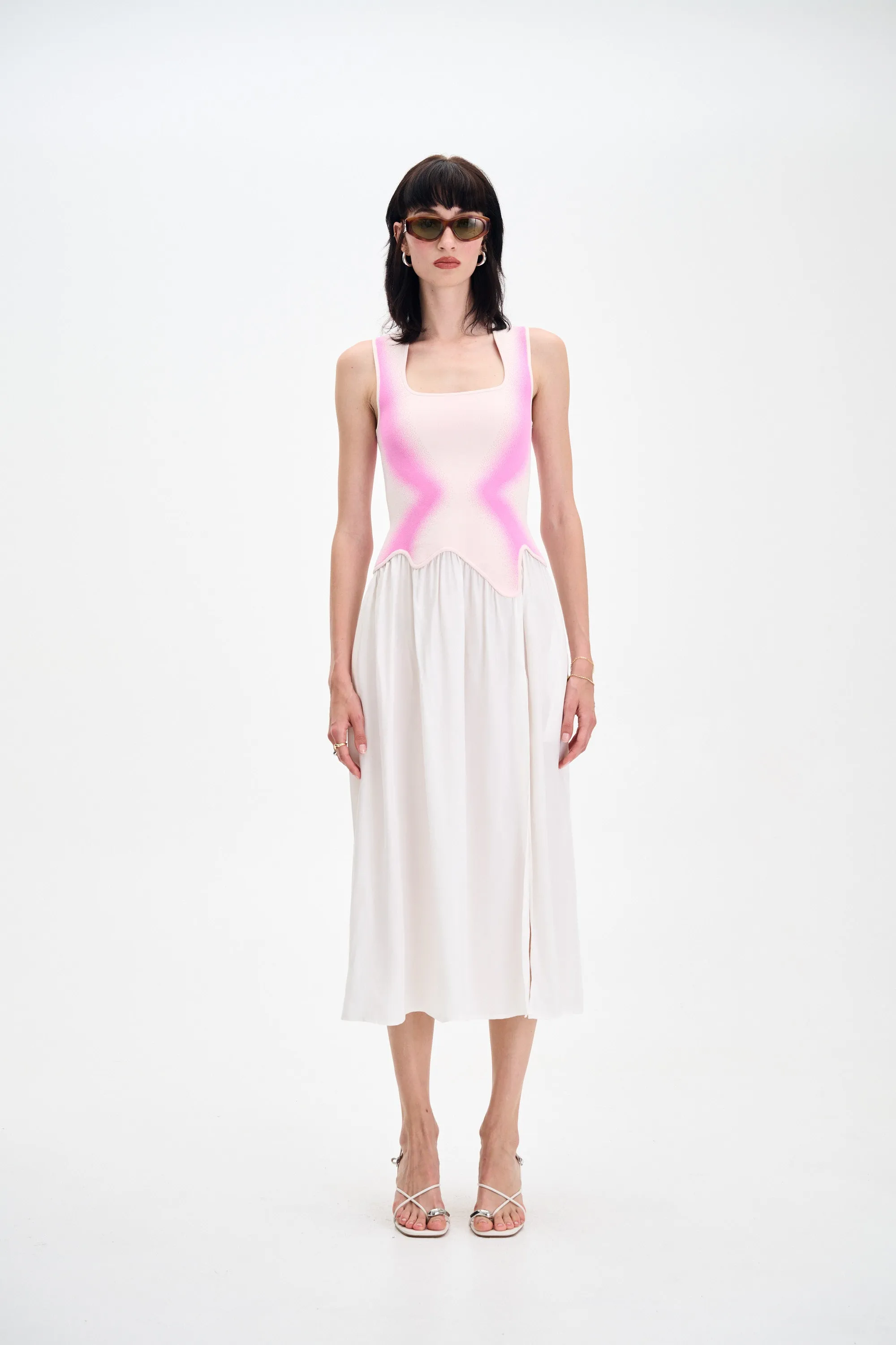 NAGINI MIXED MEDIA DRESS