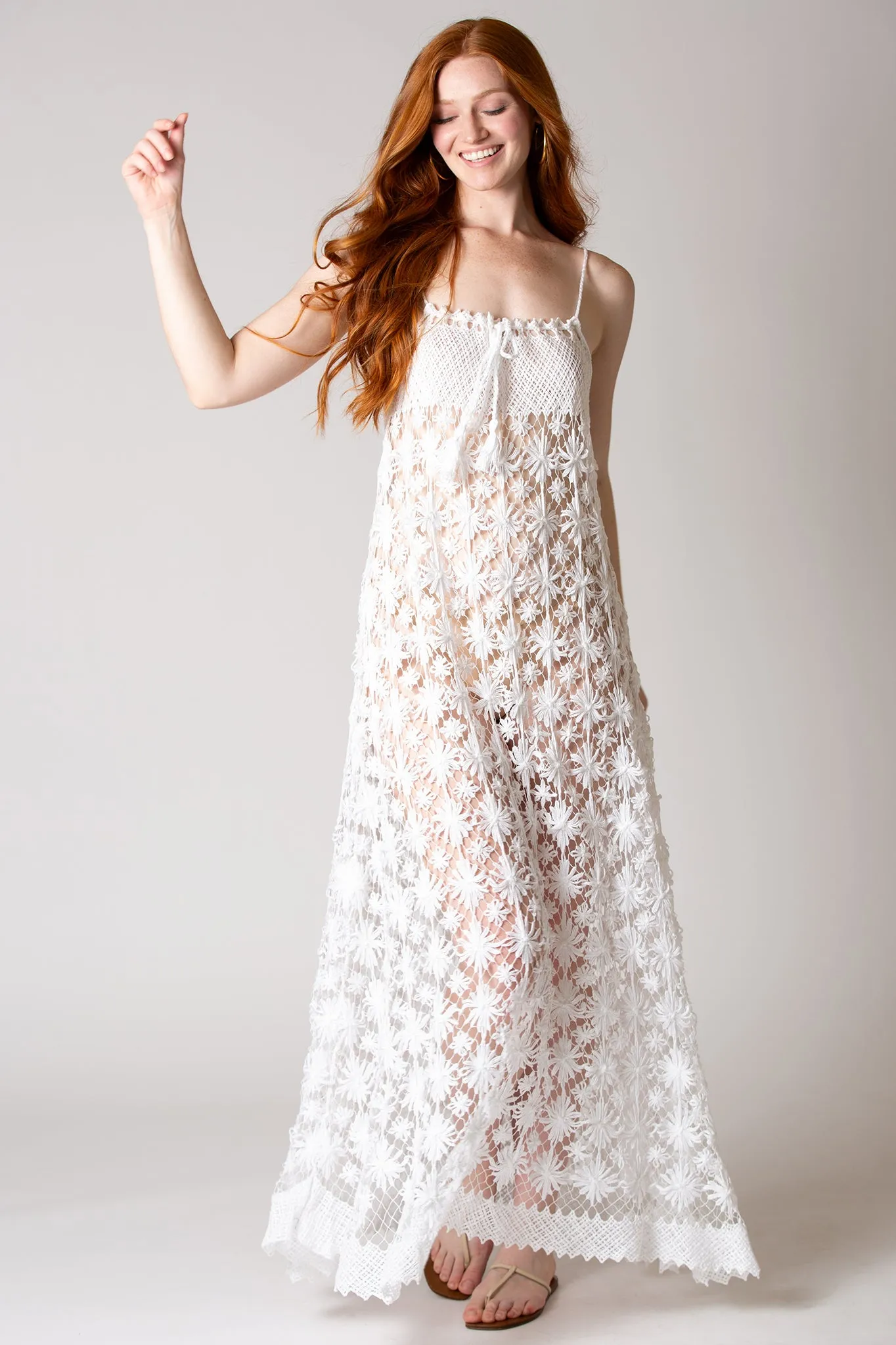 Nelinha Handmade Filé Lace Maxi Dress