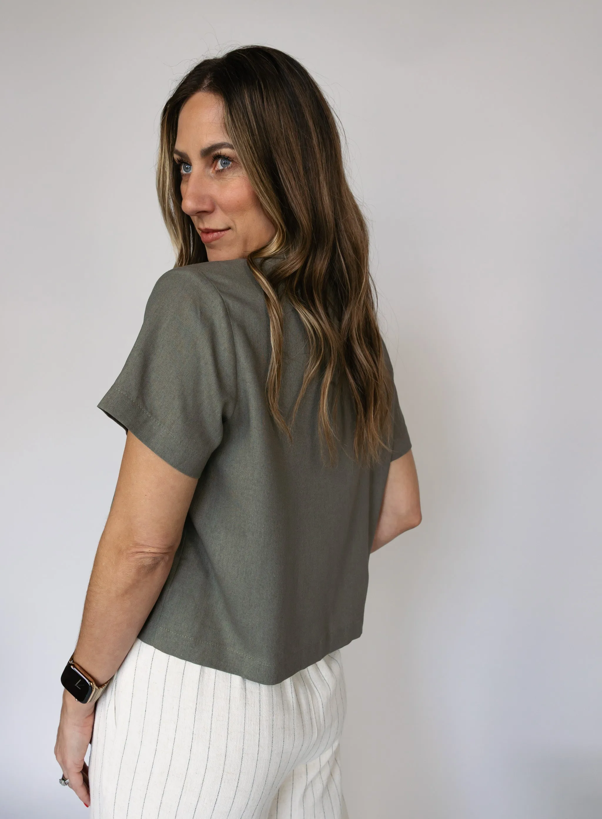 Nico Linen Tie Front Blouse - Final Sale