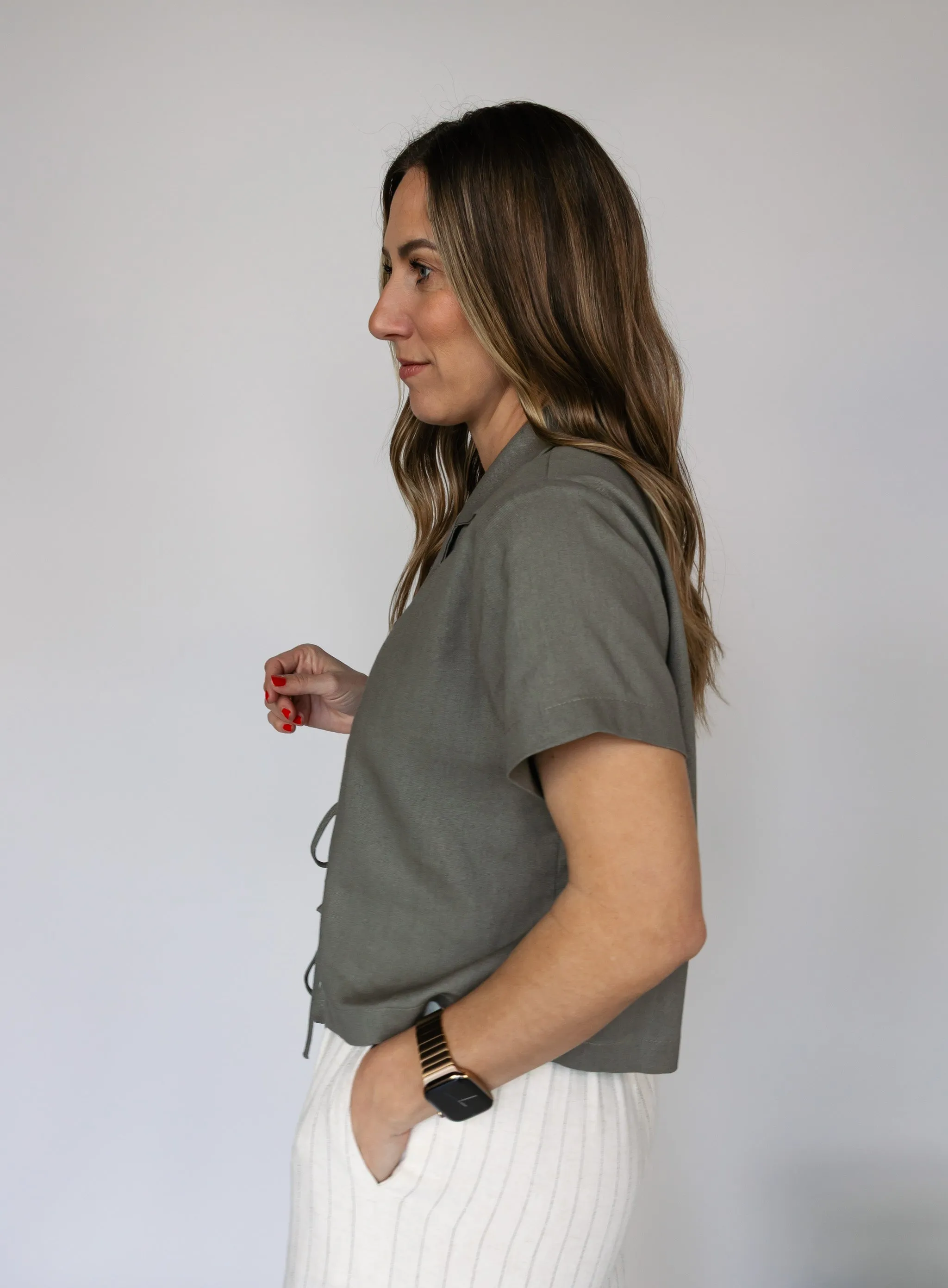 Nico Linen Tie Front Blouse - Final Sale