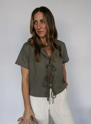 Nico Linen Tie Front Blouse - Final Sale