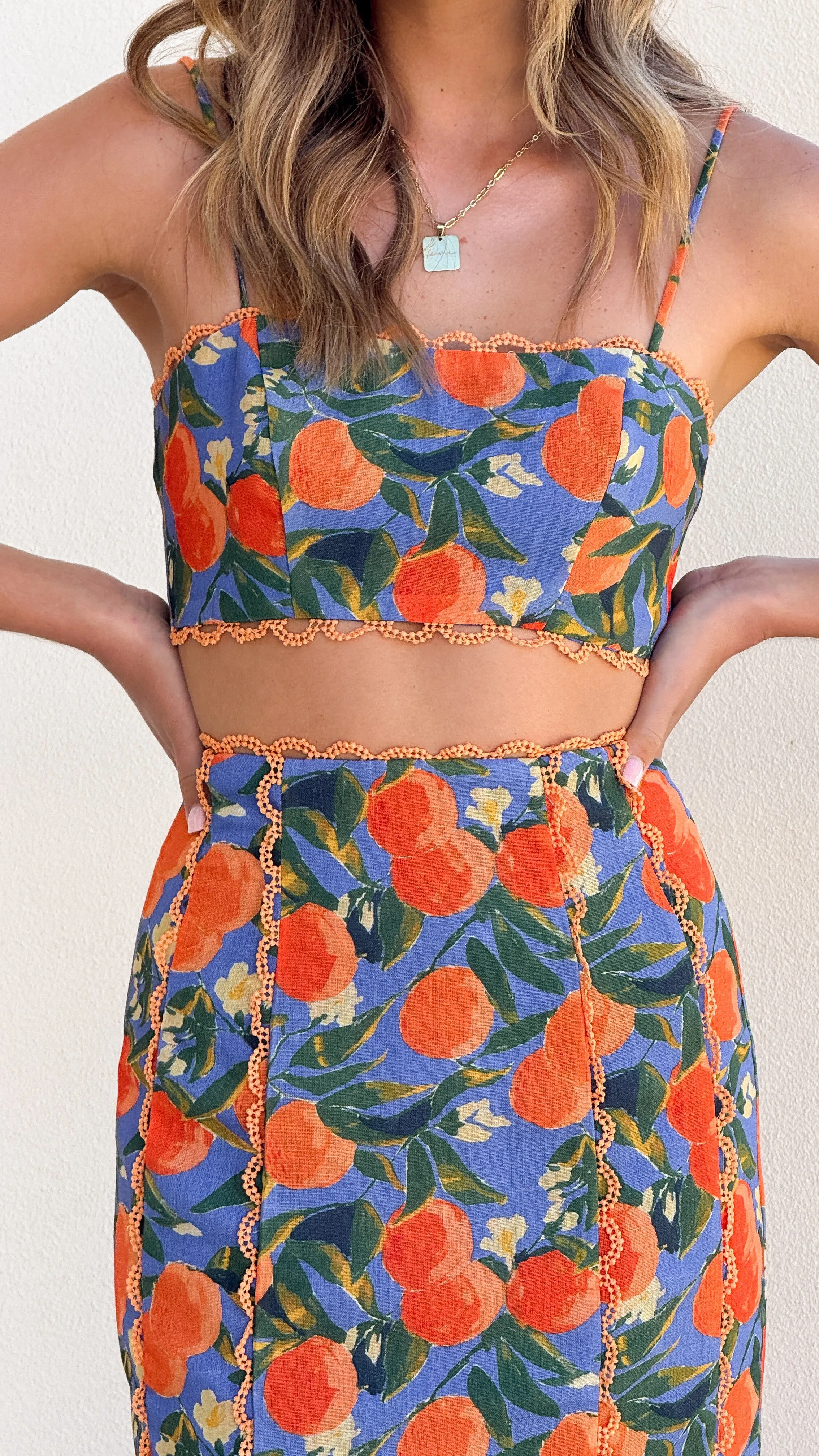 Nova Crop Top - Orange Print