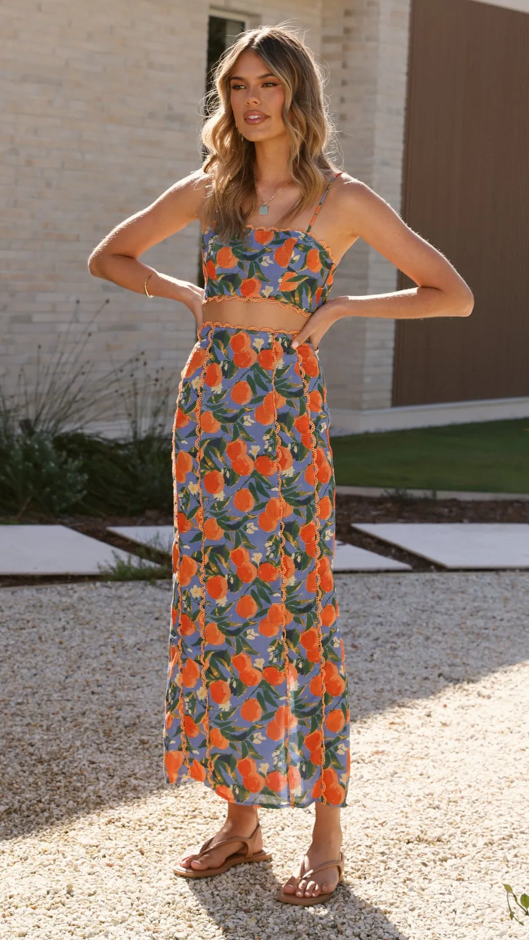 Nova Crop Top - Orange Print