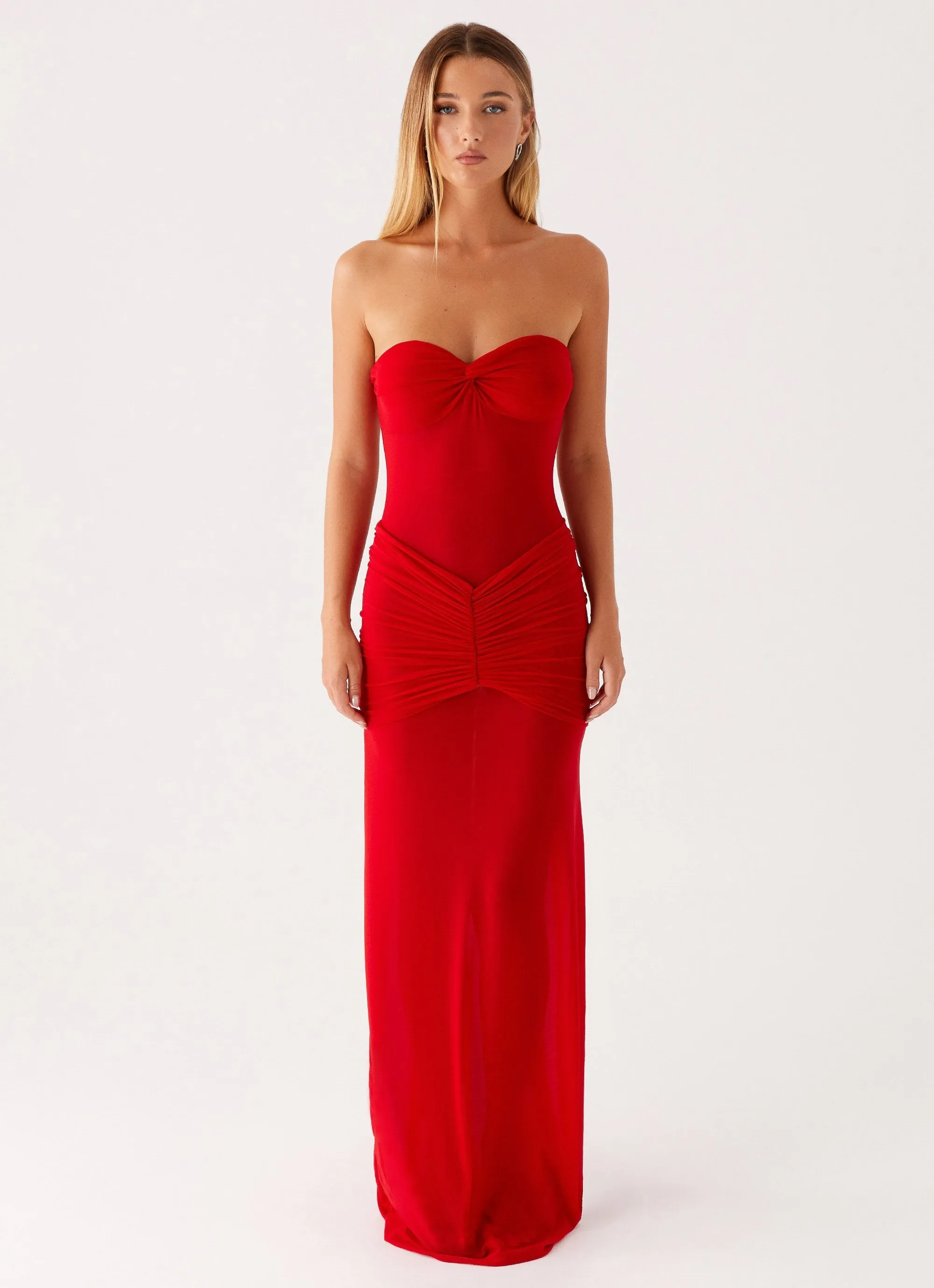 Ottilie Mesh Maxi Dress - Red