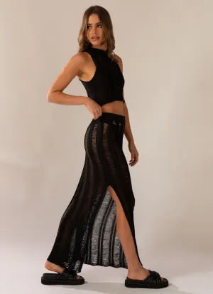Perri Ladder Knit Maxi Skirt - Black