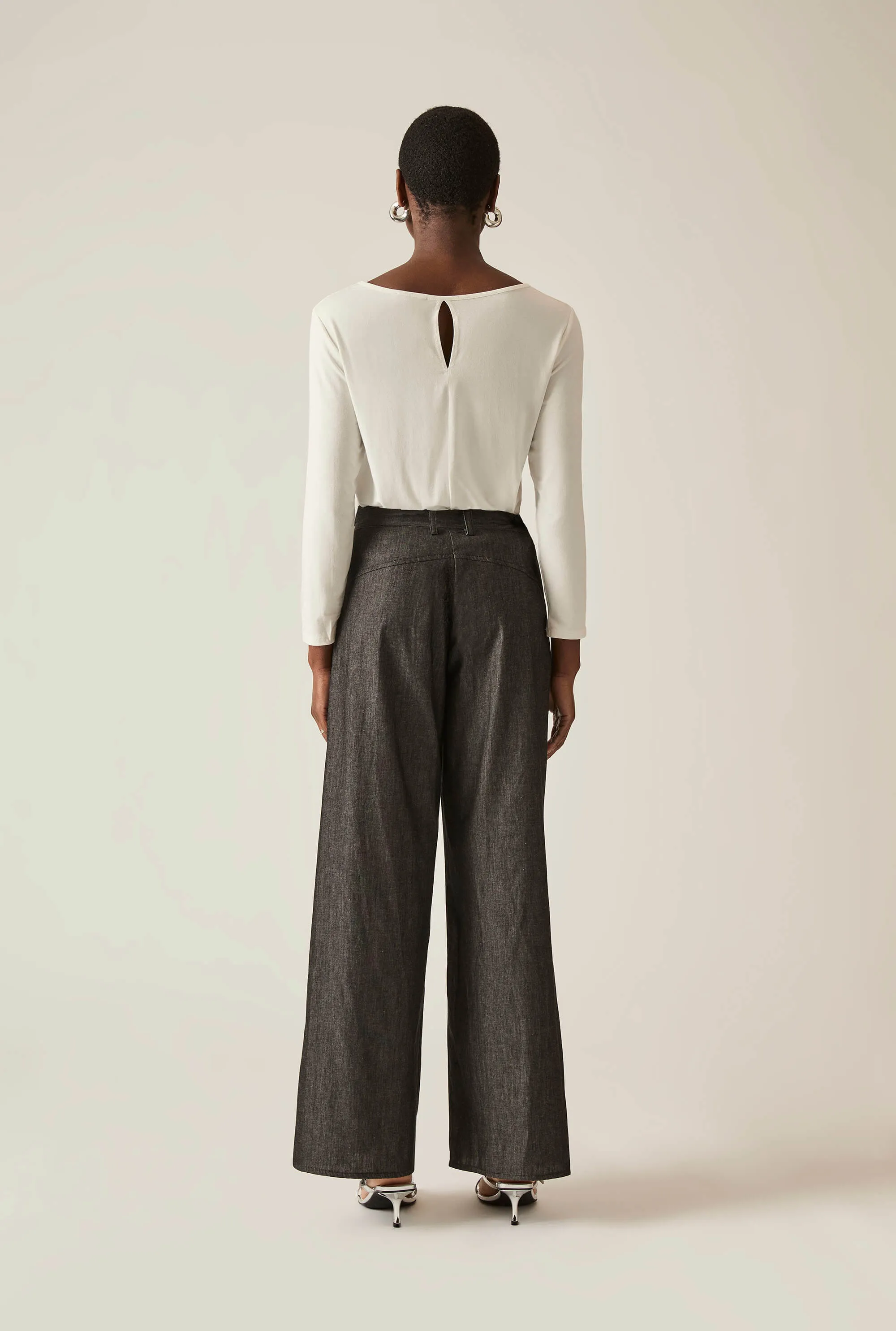 Pin Tuck Black Trousers