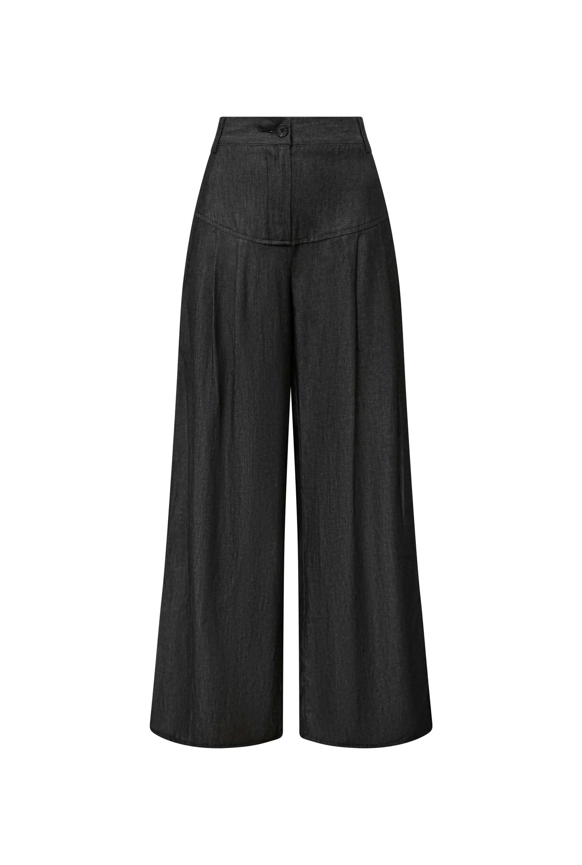 Pin Tuck Black Trousers