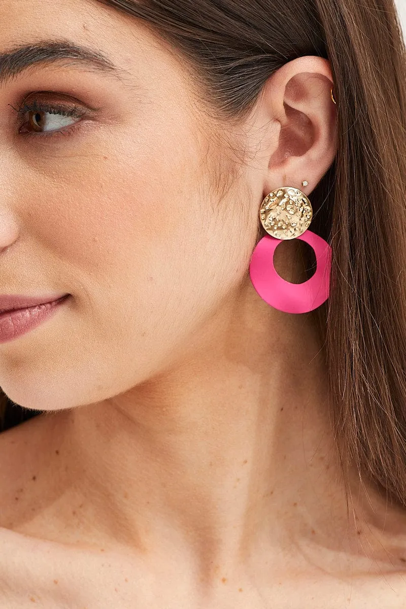 Pink Geometric Earrings