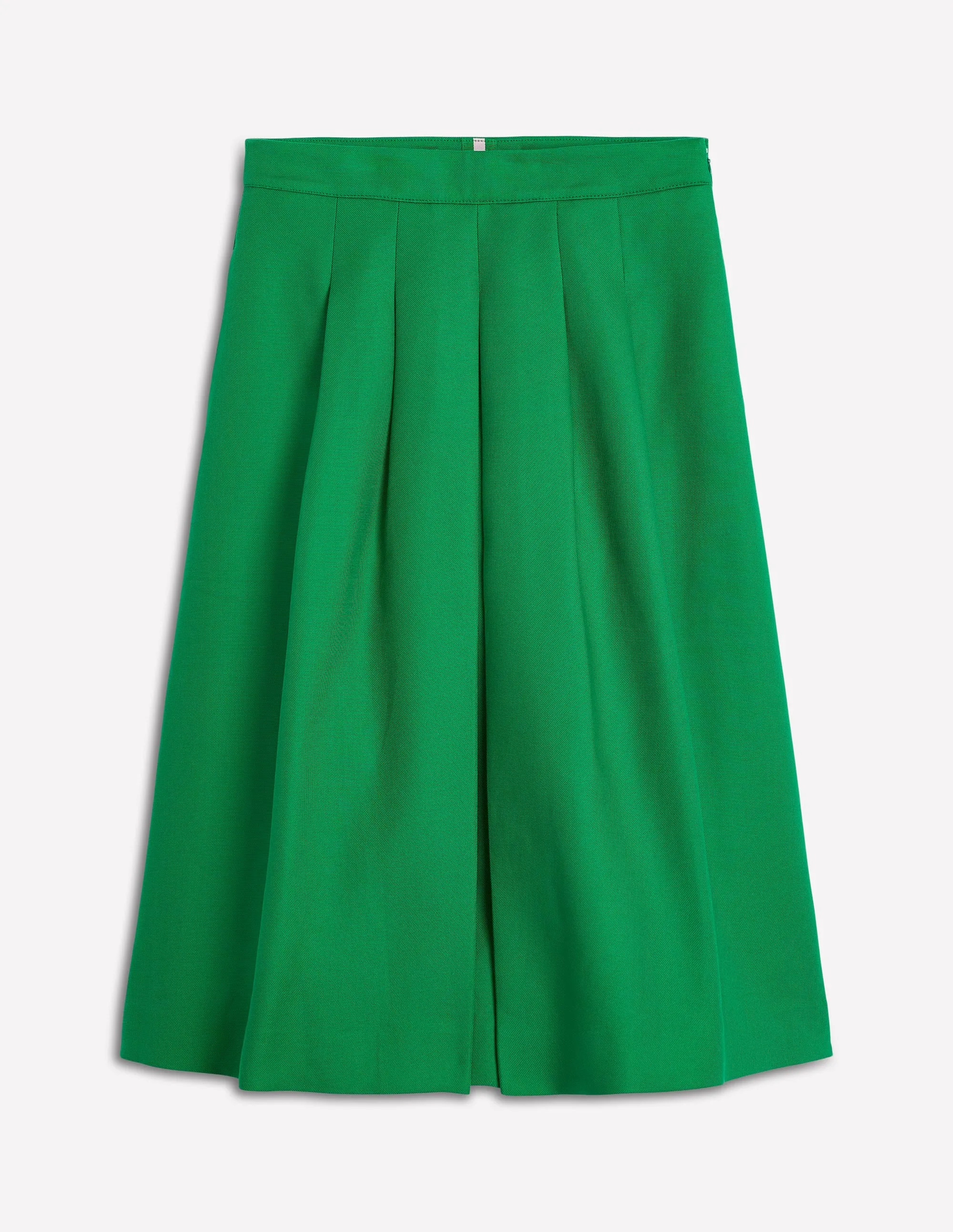 Pleat Detail Midi Skirt-Rich Emerald