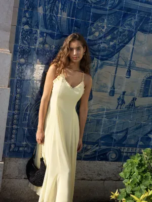 Raya Chiffon Ruffle Neck Midi Dress