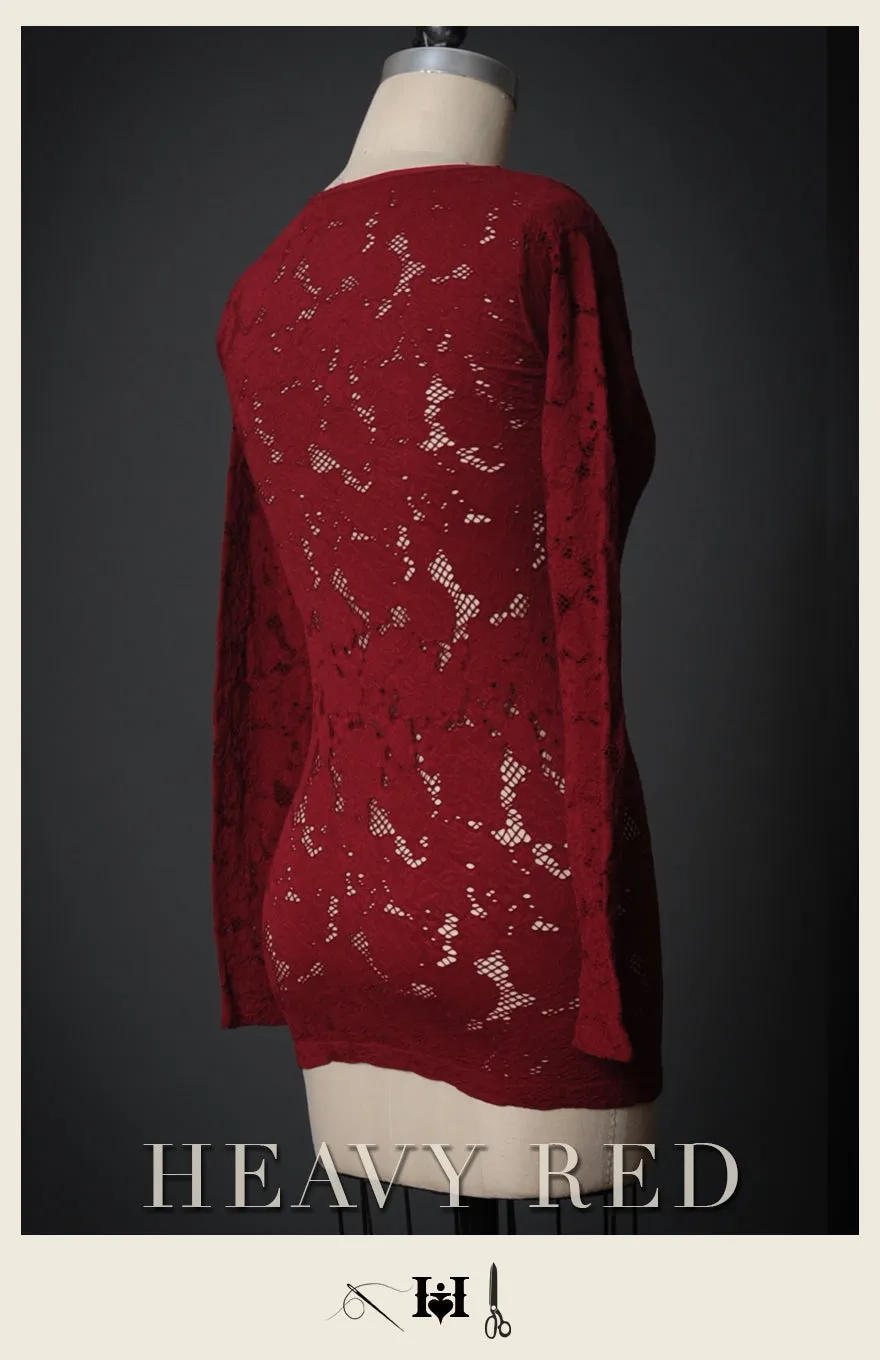 Red L'amour La Mort Floral Net Shirt