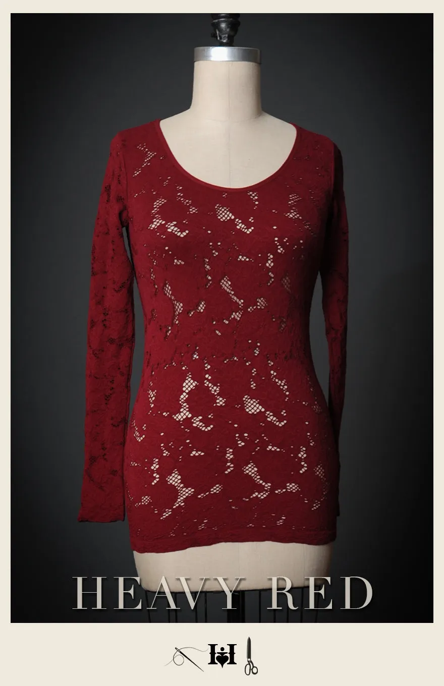 Red L'amour La Mort Floral Net Shirt