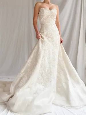 RESERVED Vintage Liancarlo Couture Alencon Lace & Silk Organza Gown - S/M 6