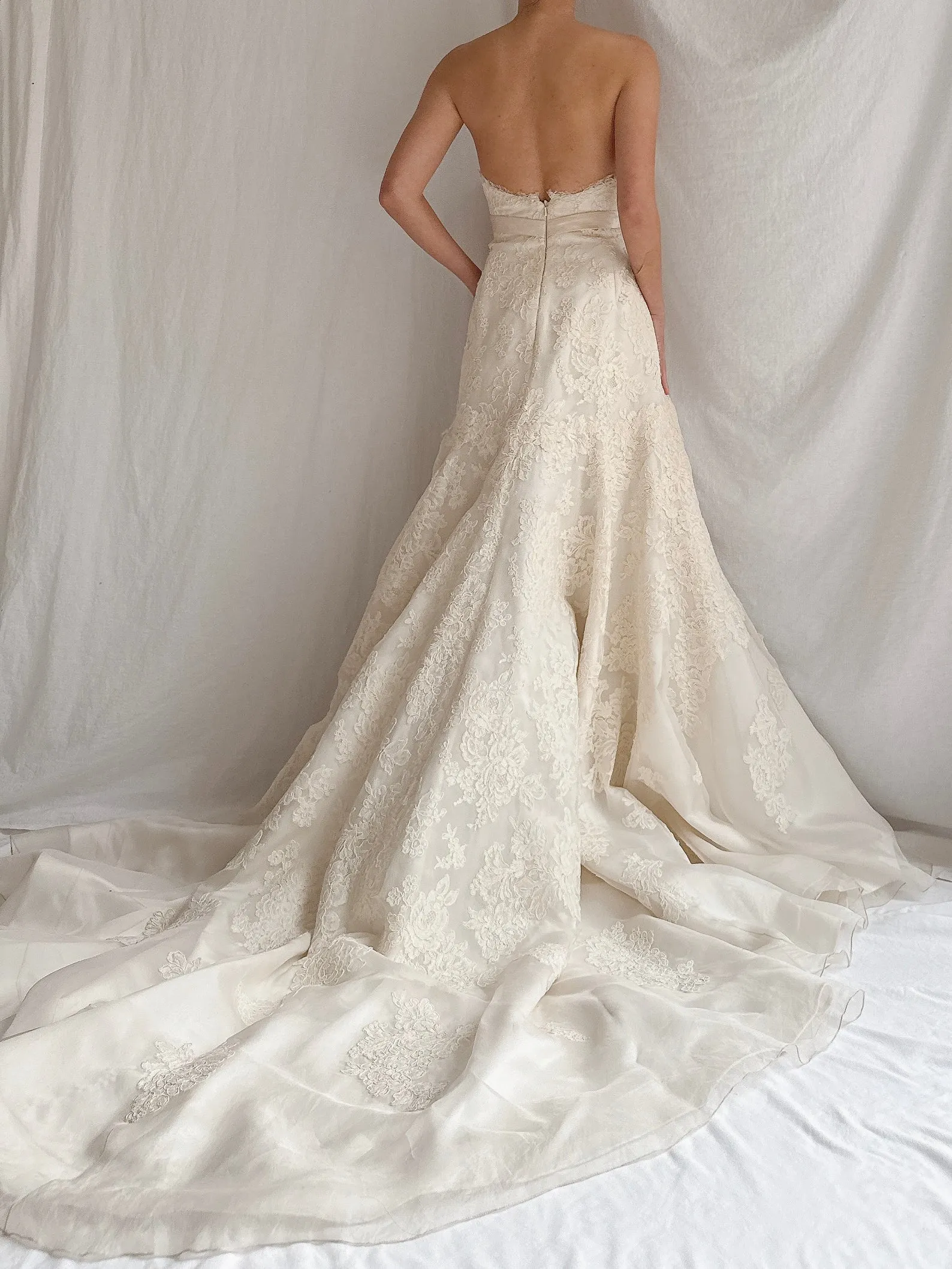 RESERVED Vintage Liancarlo Couture Alencon Lace & Silk Organza Gown - S/M 6