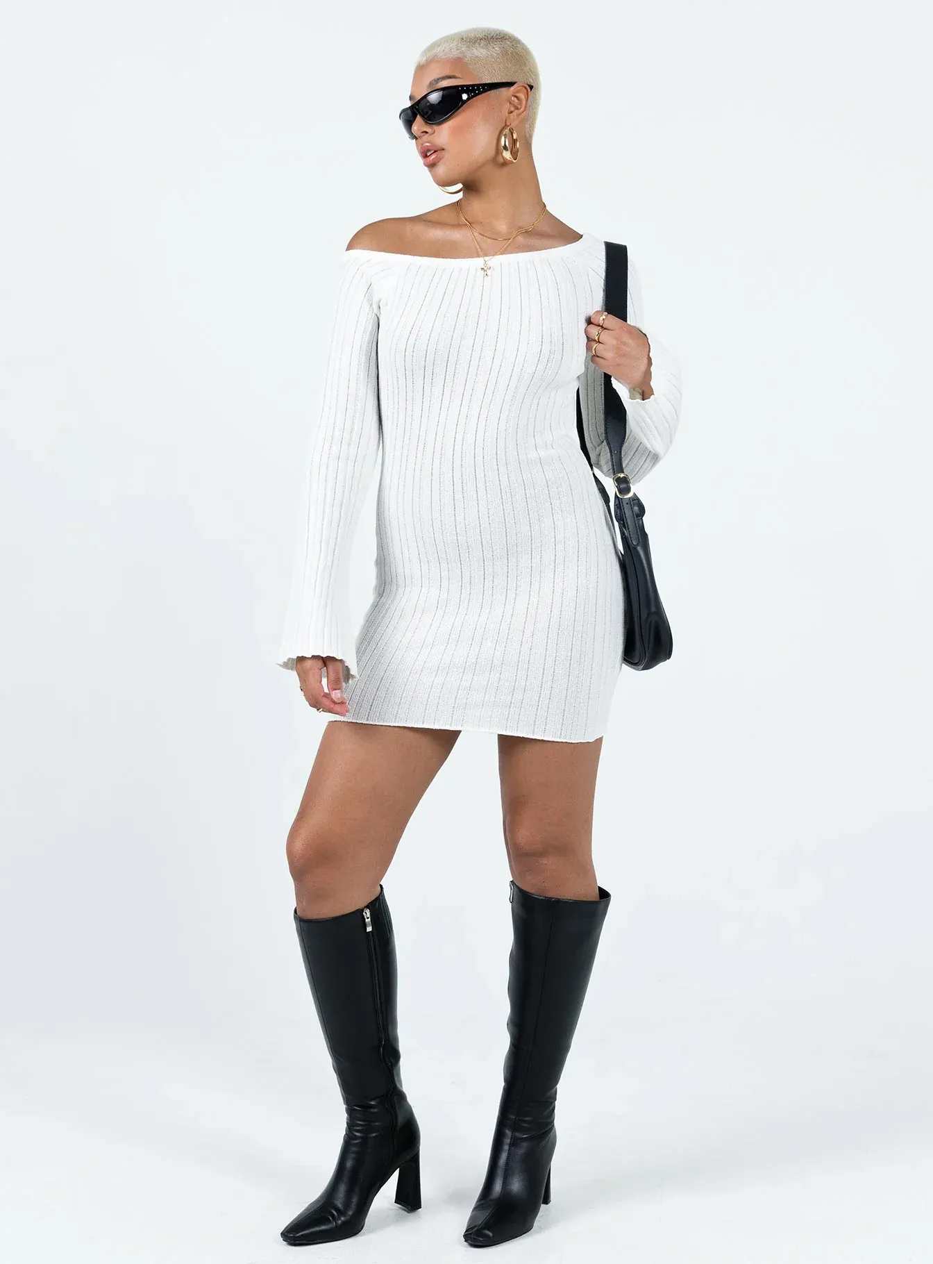 Santorini Knit Mini Dress White