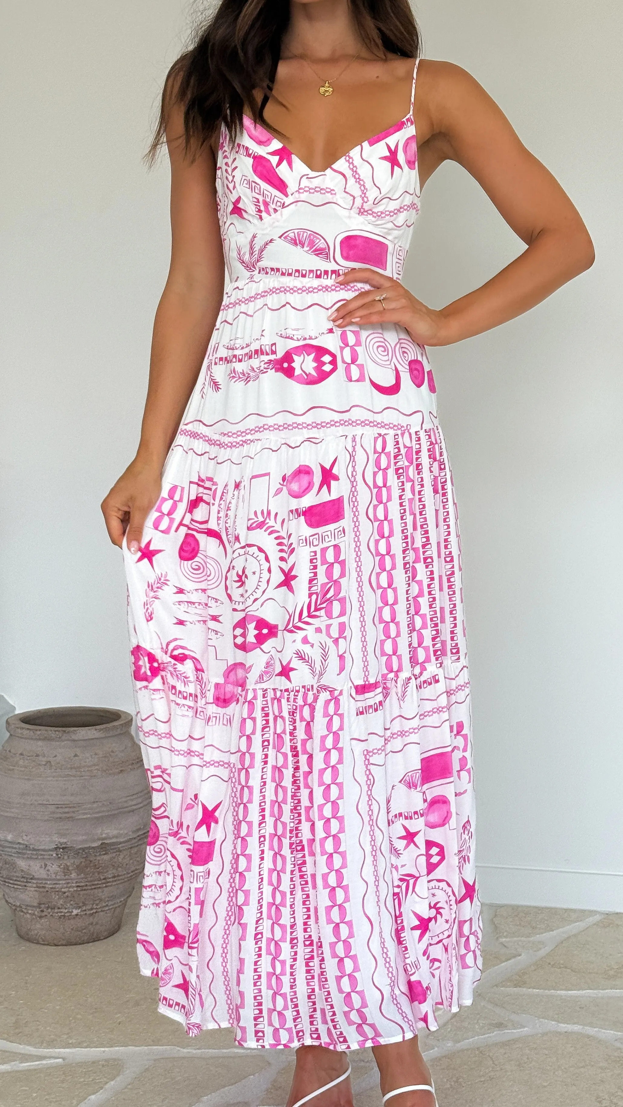 Serene Maxi Dress - Pink Print