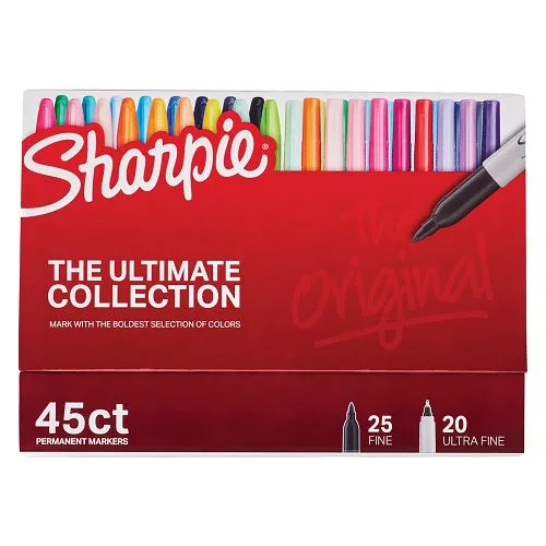Sharpie Permanent Markers Fine/Ultra Fine Tip 45ct