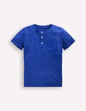 Short Sleeve Henley T-Shirt-Bright Blue