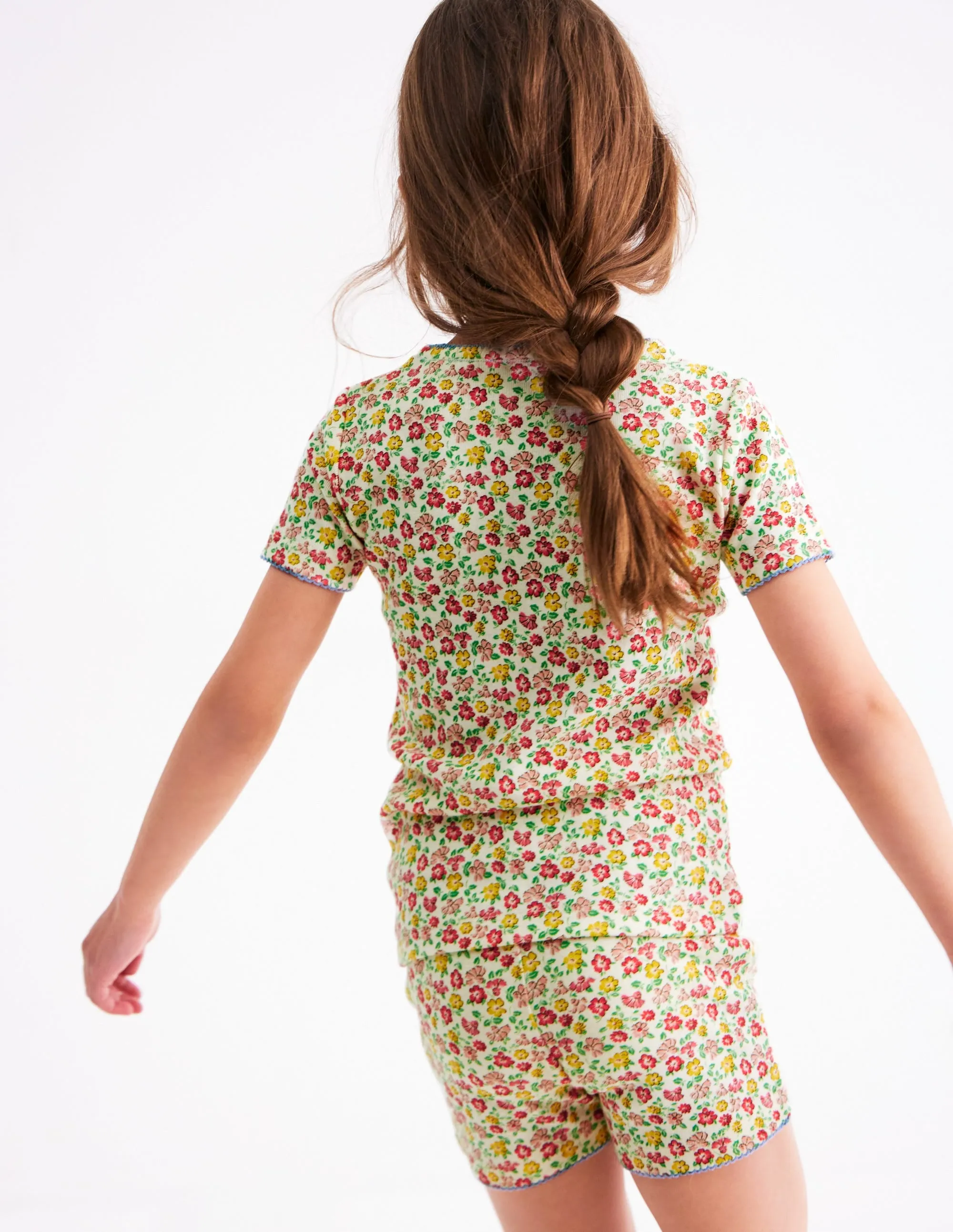 Snug Short John Pyjamas-Multi Summer Flowerbed