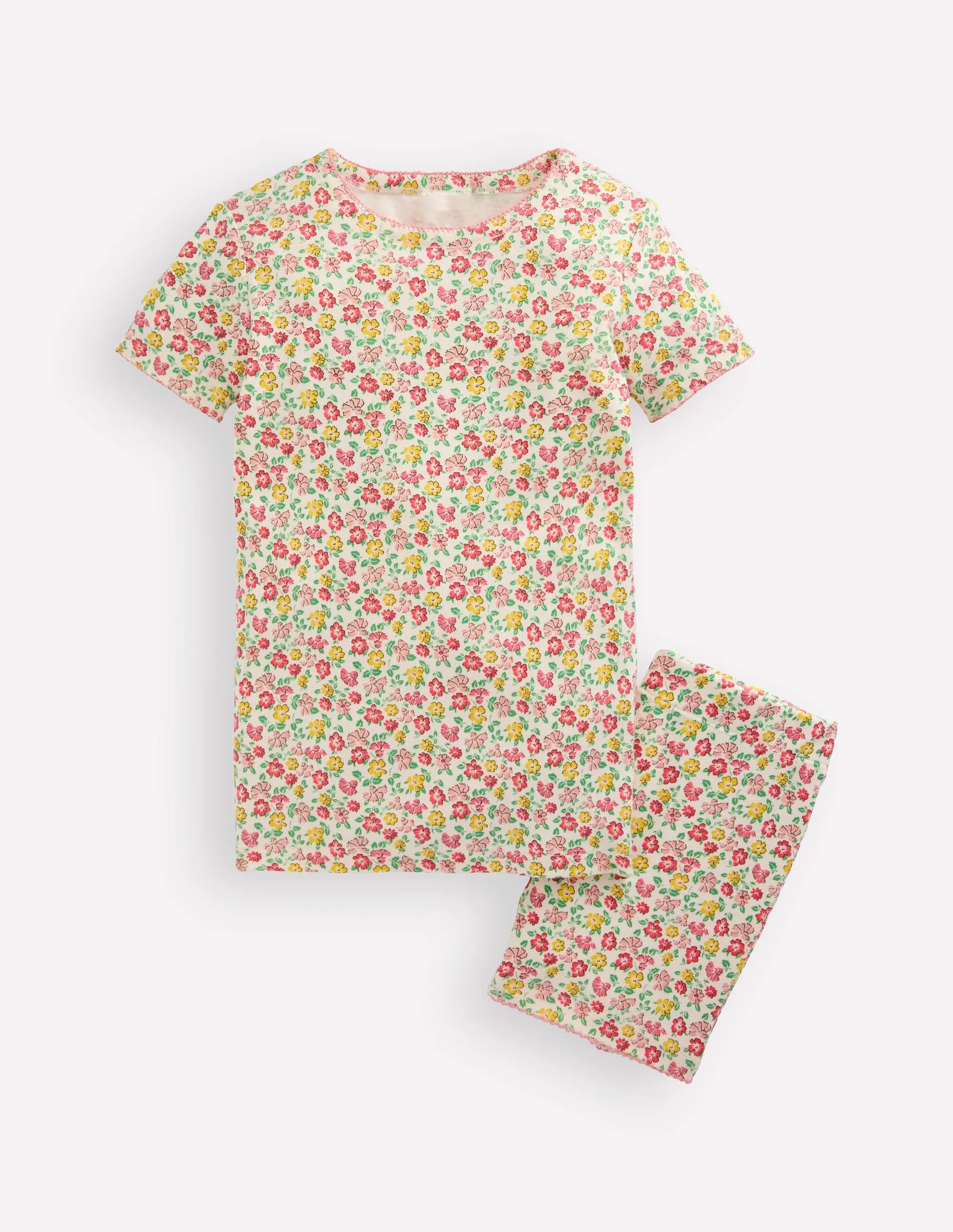 Snug Short John Pyjamas-Multi Summer Flowerbed