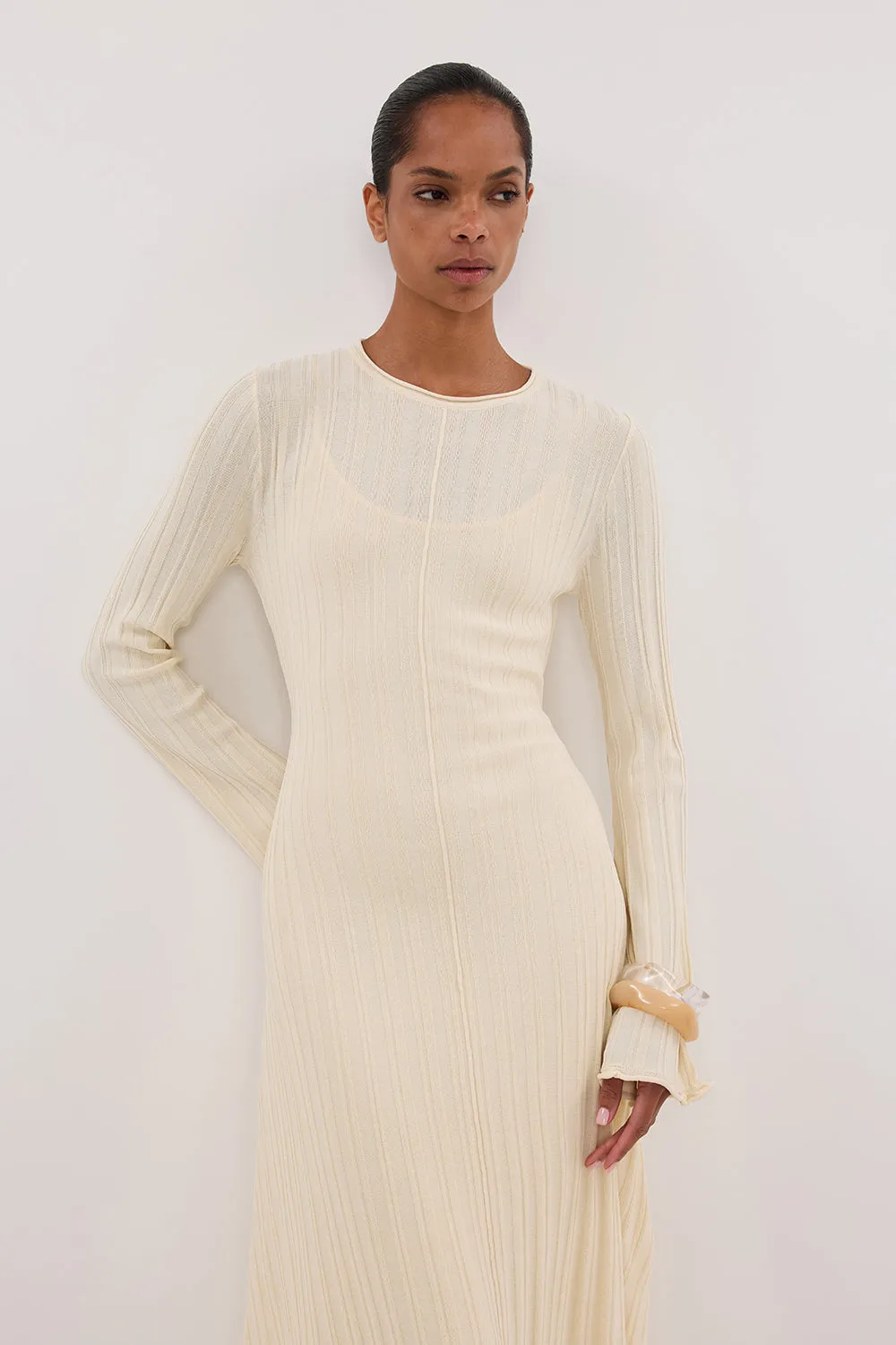 SYLVIA CREAM KNIT MIDI DRESS