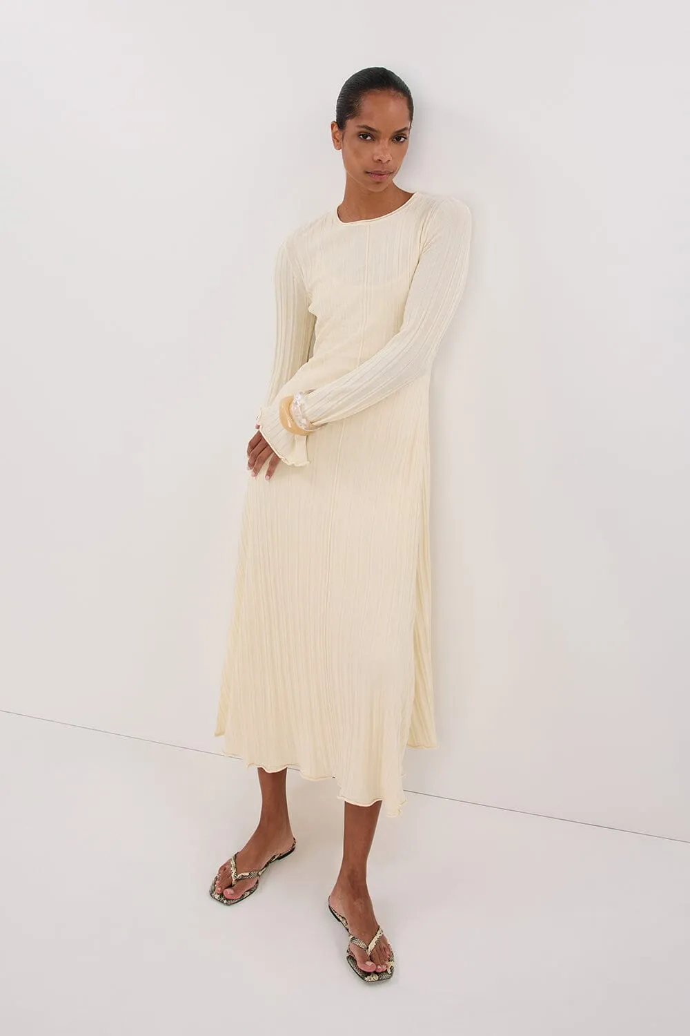 SYLVIA CREAM KNIT MIDI DRESS