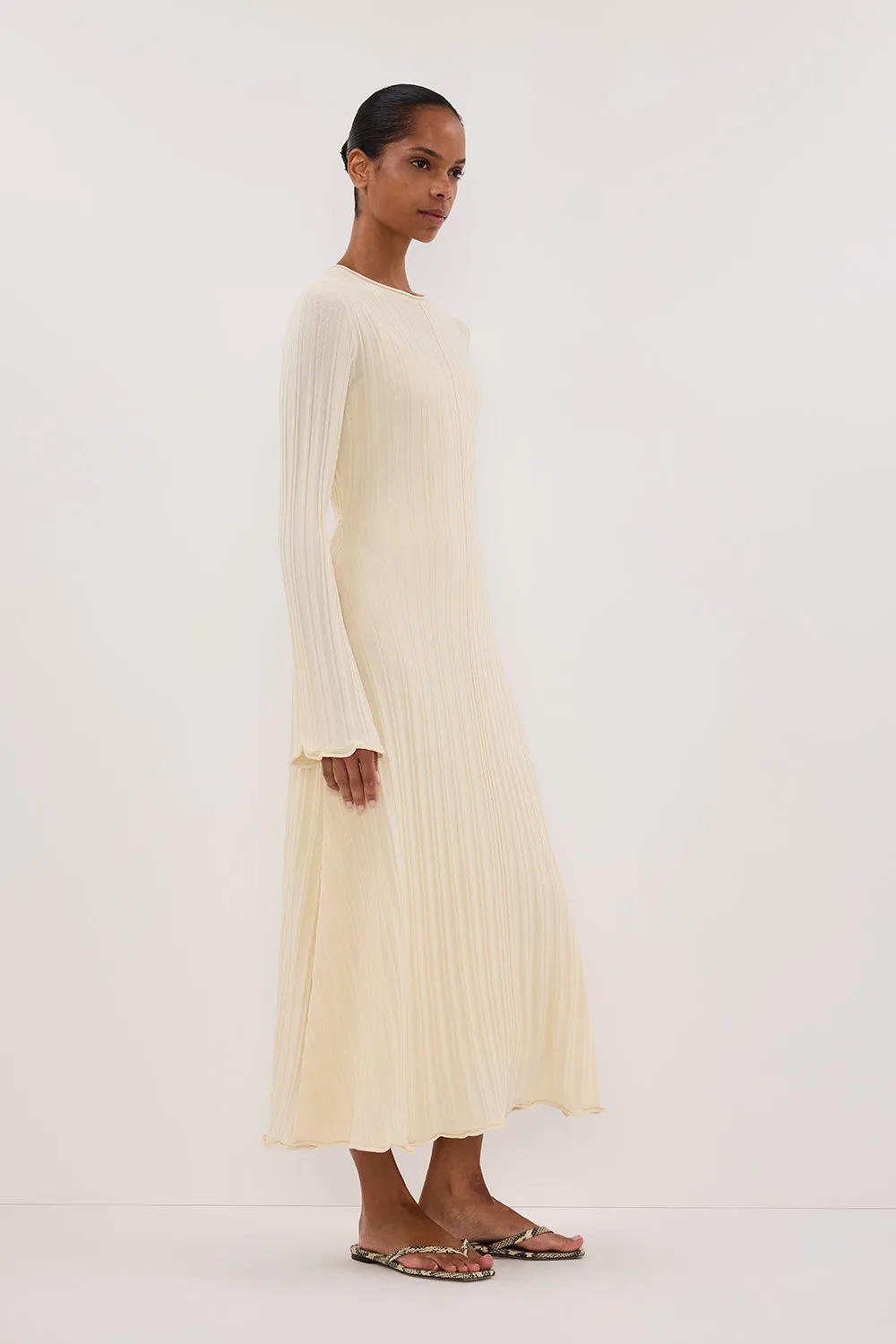 SYLVIA CREAM KNIT MIDI DRESS