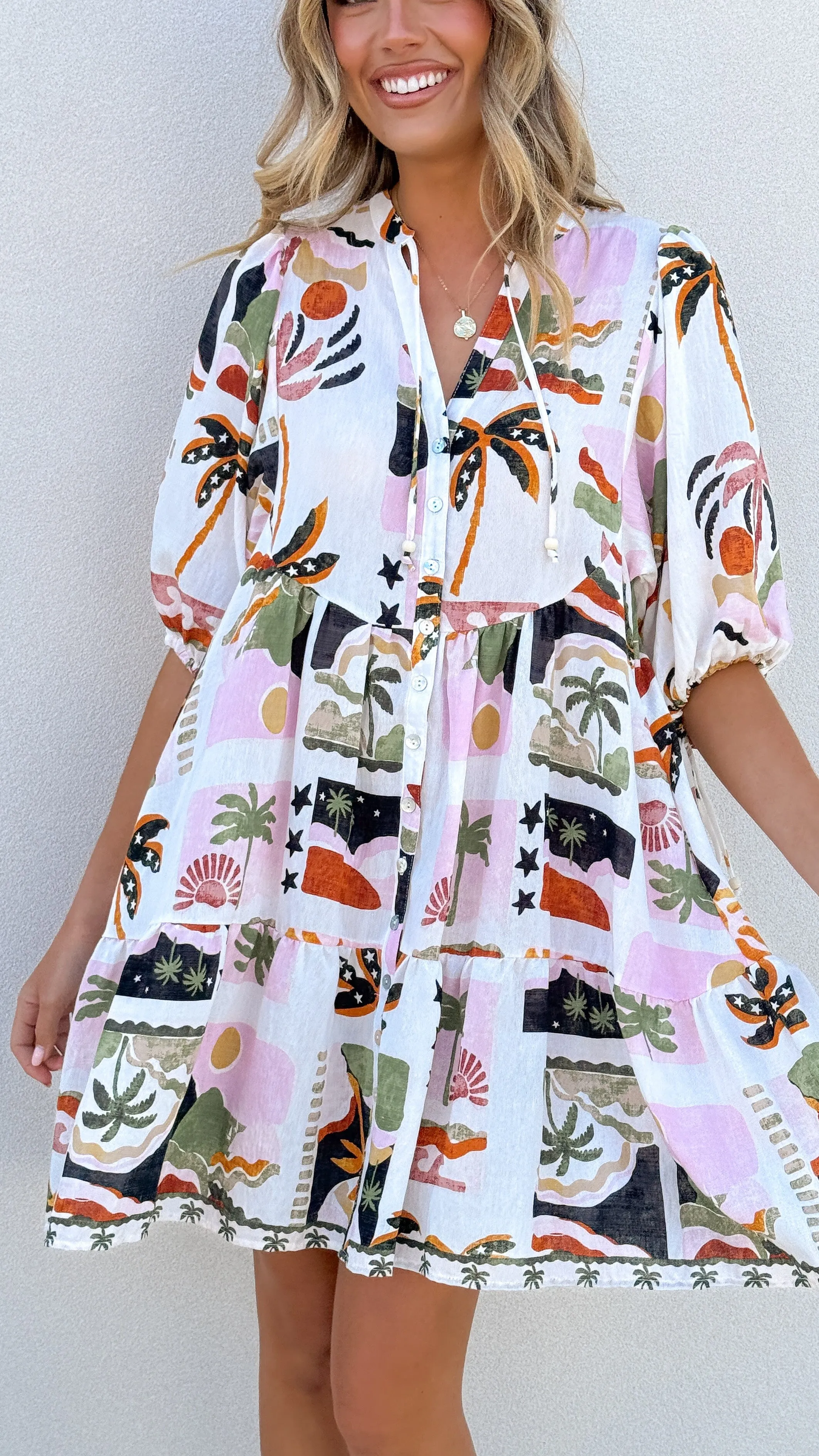 Tabitha Mini Dress - Desert Palms