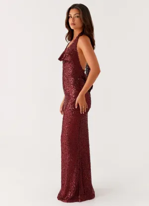 Treasured Sequin Maxi Dress - Fuchsia