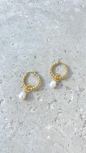 Twist Pearl Drop Earrings - Gold/Pearl