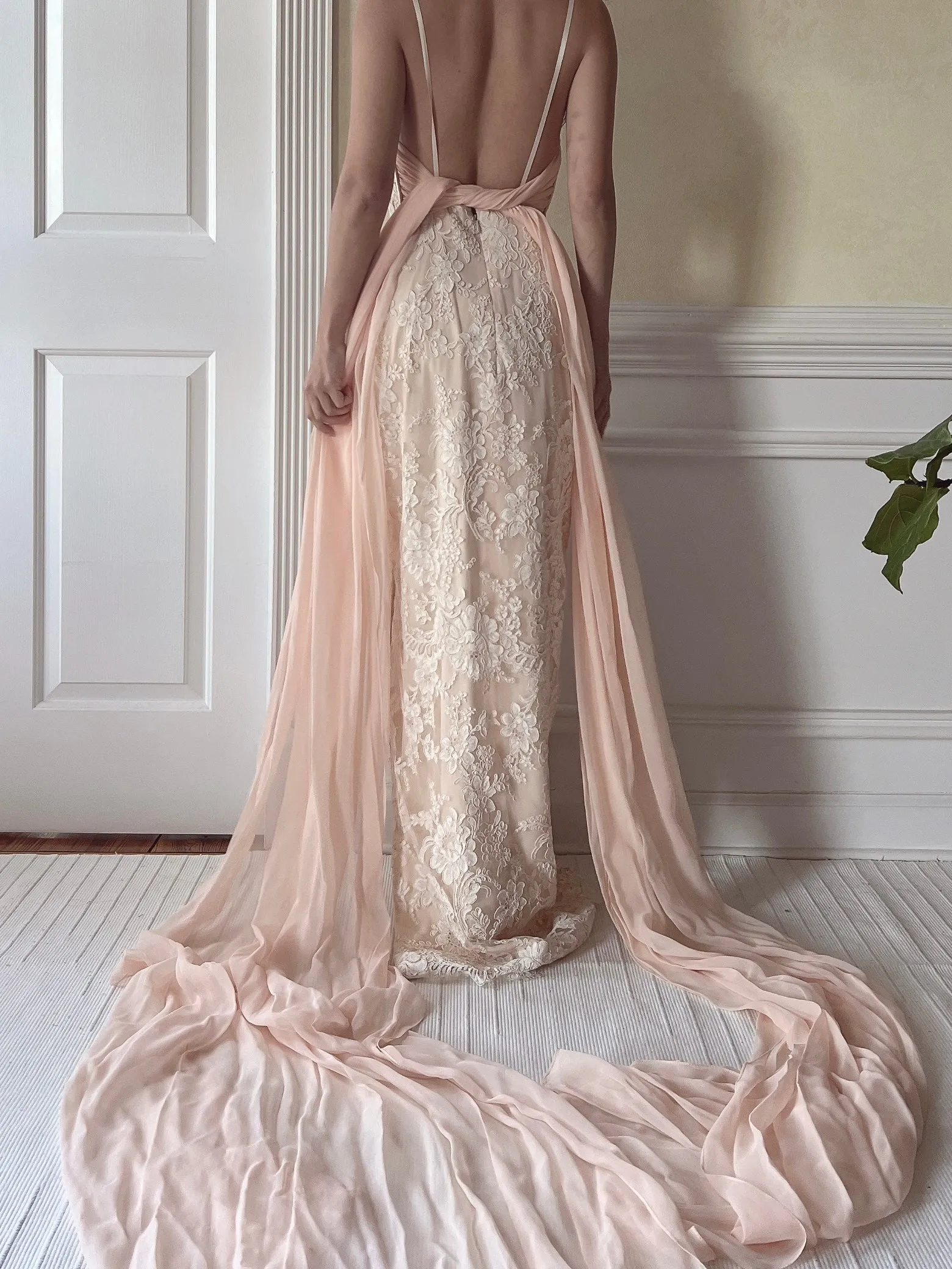 Vintage Peggy Jennings Silk and Lace Gown - S