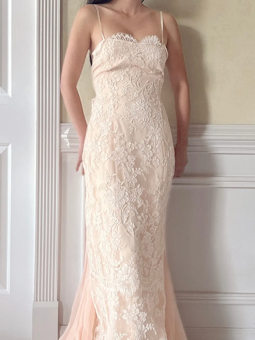 Vintage Peggy Jennings Silk and Lace Gown - S