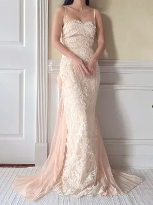 Vintage Peggy Jennings Silk and Lace Gown - S