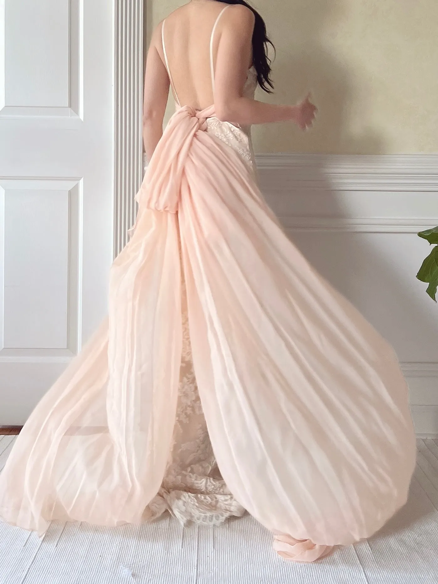 Vintage Peggy Jennings Silk and Lace Gown - S