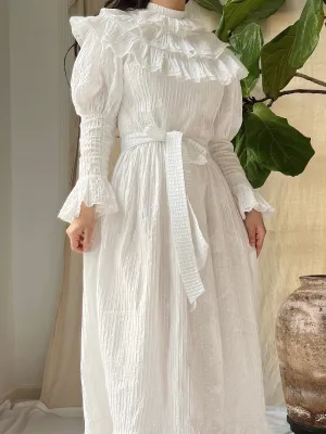 Vintage Pintucked Puff Sleeve Dress - S