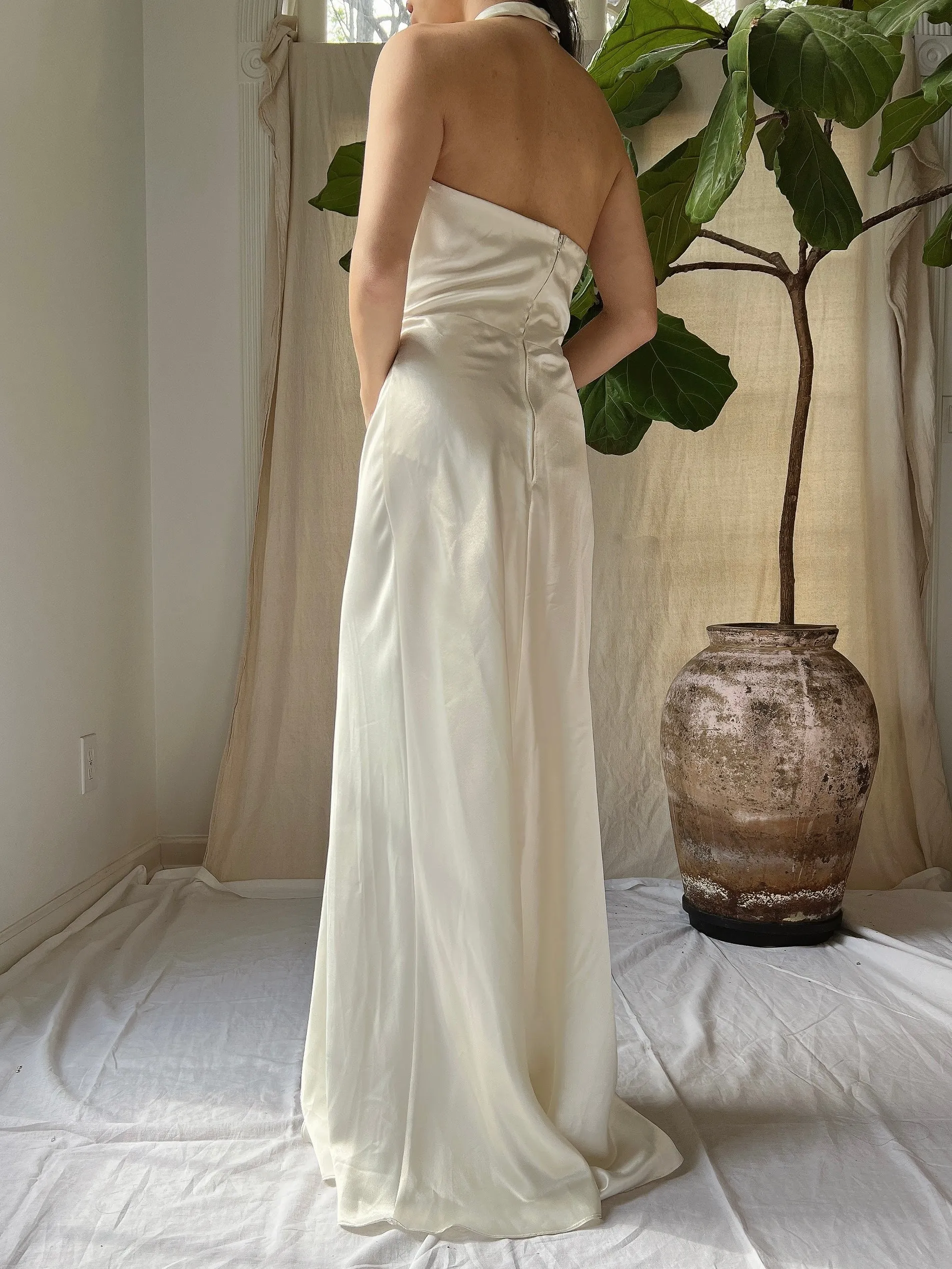 Vintage Satin Draped Gown - S/M
