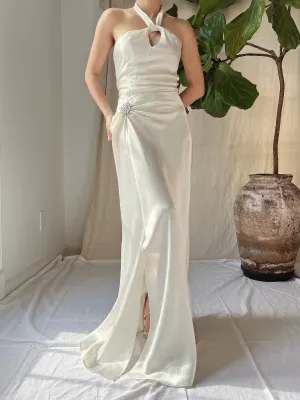 Vintage Satin Draped Gown - S/M