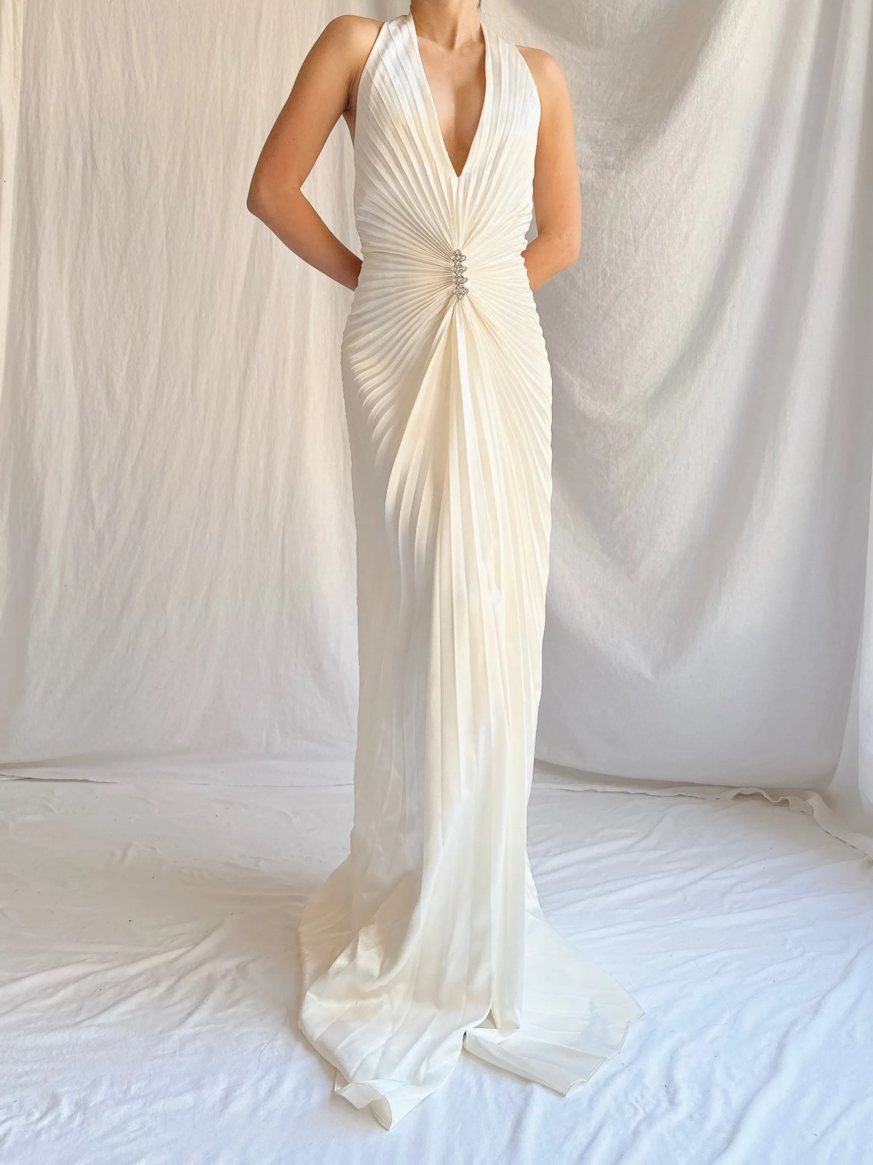 Vintage Satin Pleated Gown - M/L